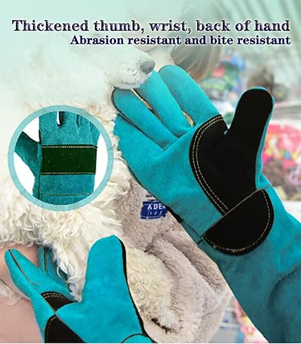 Miniatura 5 de Uzhika Guantes de manejo de animales, guantes protectores antiarañazos, resistentes a las mordeduras, para perros, gatos, pájaros, serpientes,