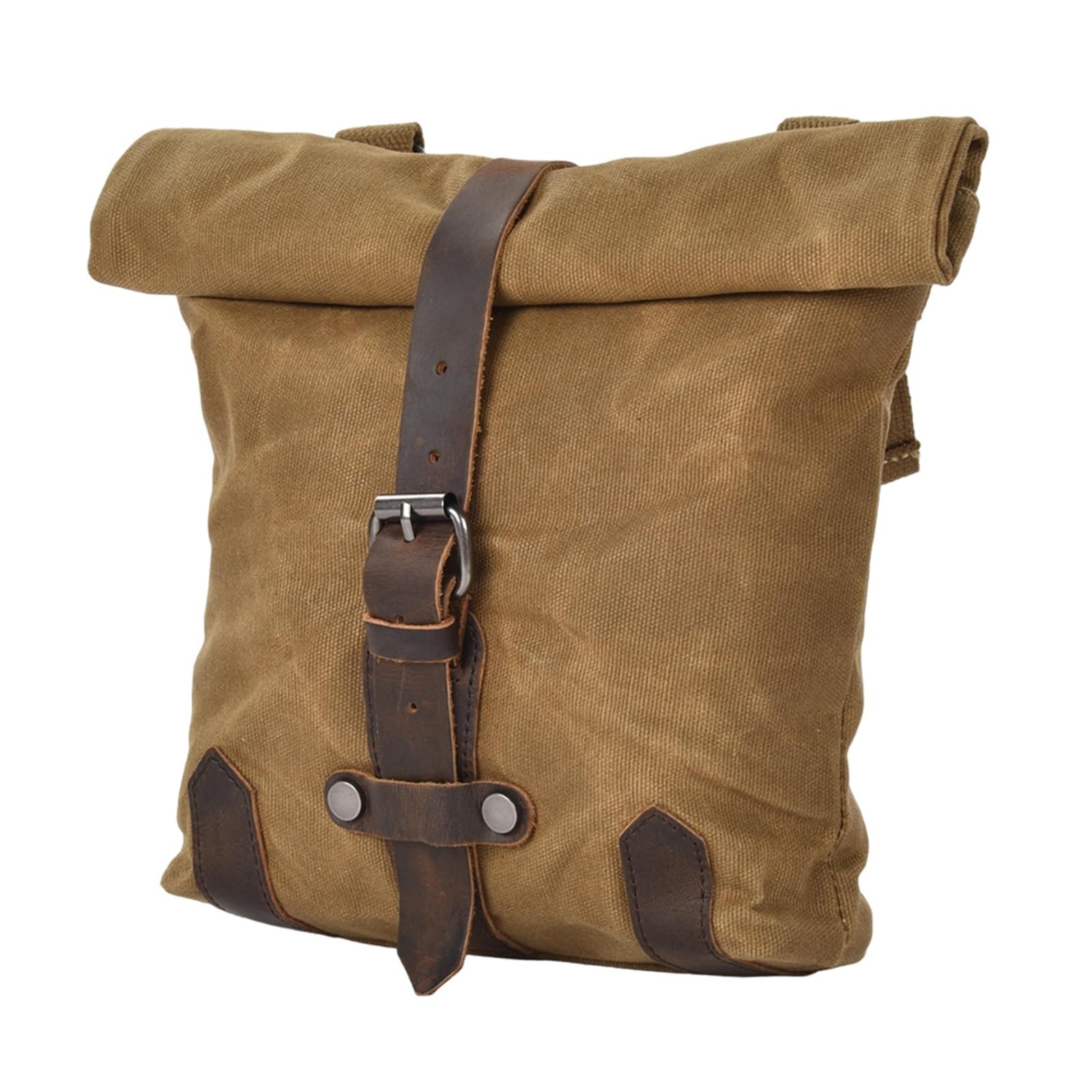 Motos Côté Cadre Sac Sacoche Latérale De Moto Vintage en Toile Imperméable À l'huile Et À La Cire Sac Moto(Khaki)