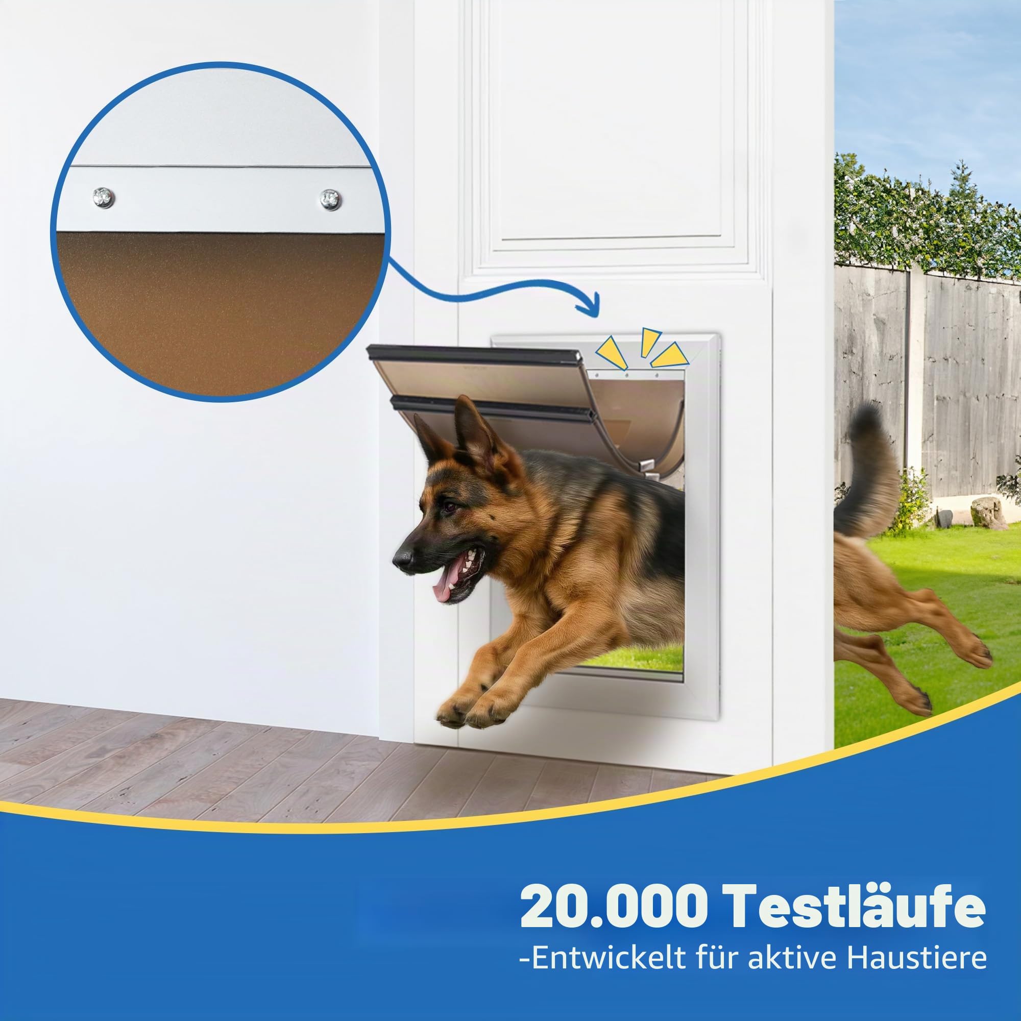 Hundeklappe für Große Hunde Aluminium Hundetür für Extremes Wetter Haustierklappe bis zu 100 kg