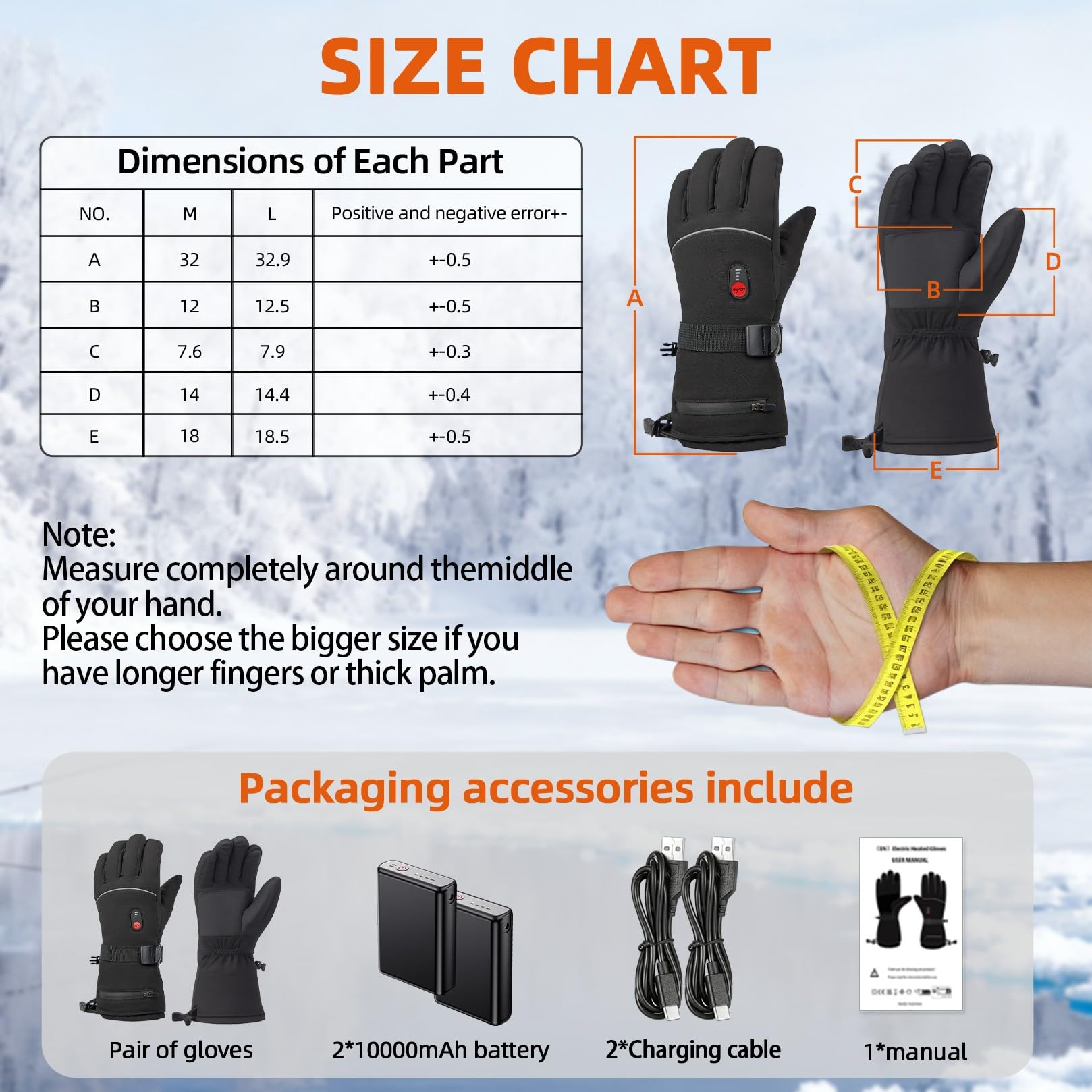 Guantes Calefactables para Mujer Hombre Moto 7.4V Calentamiento Rápido 2 Baterías 10000mAh 3 Niveles de Calentamiento Pantalla Táctil Esquí