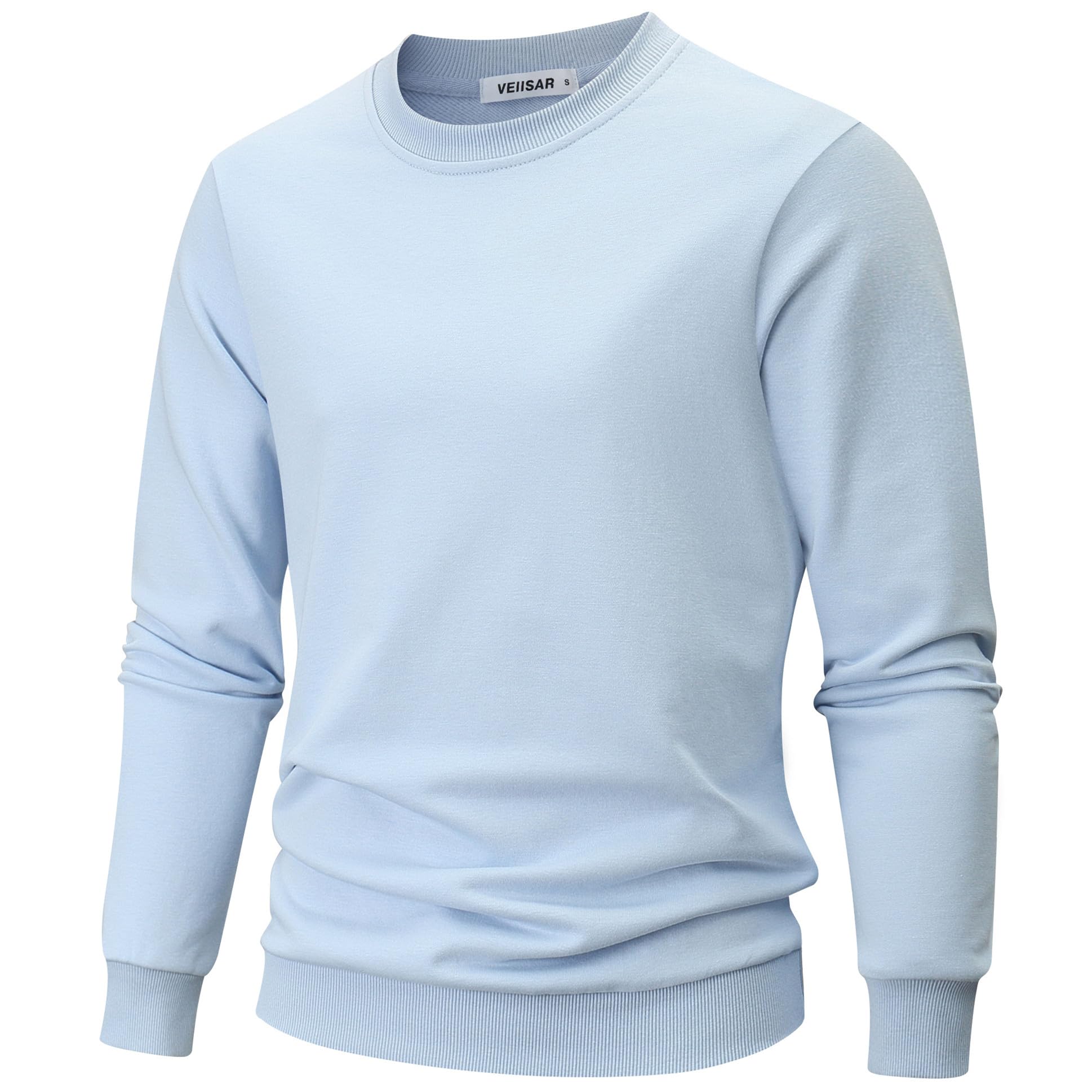 VEIISAR Sweatshirt Herren Langarm aus weicher Baumwolle - 310g Bequemer Pullover mit Rundhals für Herbst und Winter
