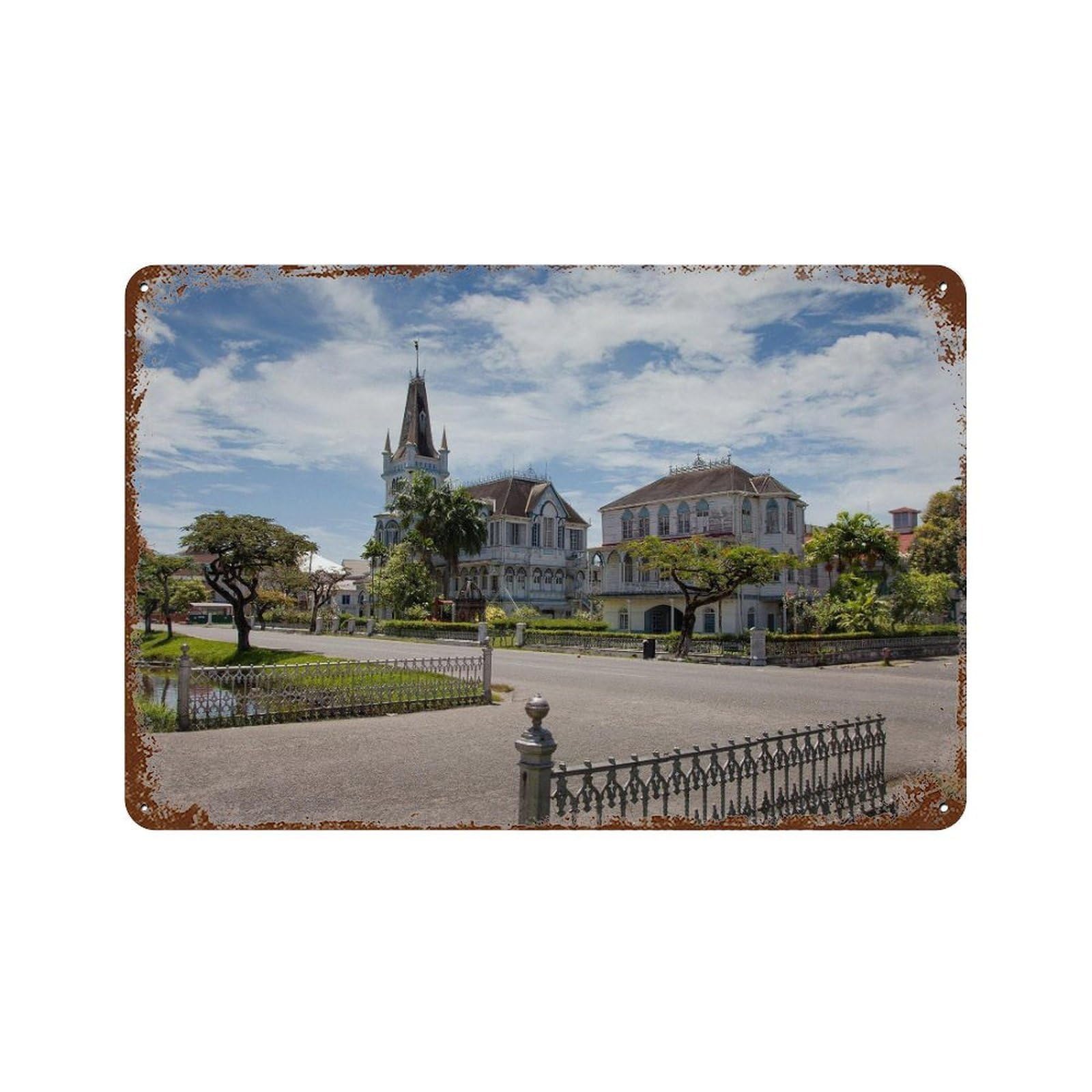 xiaoxiaoshen Real Photo Guyana Decor South America Wall Decor Art Metal Tin Poster Modern Home Decor Art Home Bar Shop Decorations Vintage Sign 20x30cm