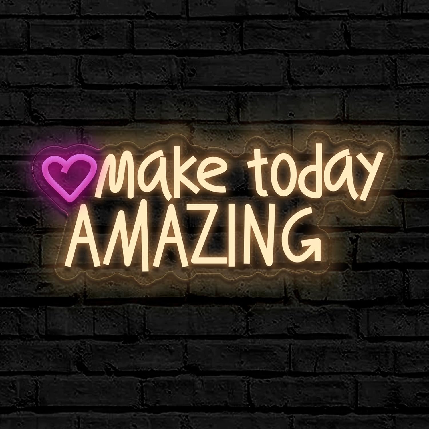 Make today Amazing neon sign, suitable for classroom wall decoration, back-to-school season, graduation season, student gifts. Dimmable, USB powered, pink heart-shaped inspirational neon light.