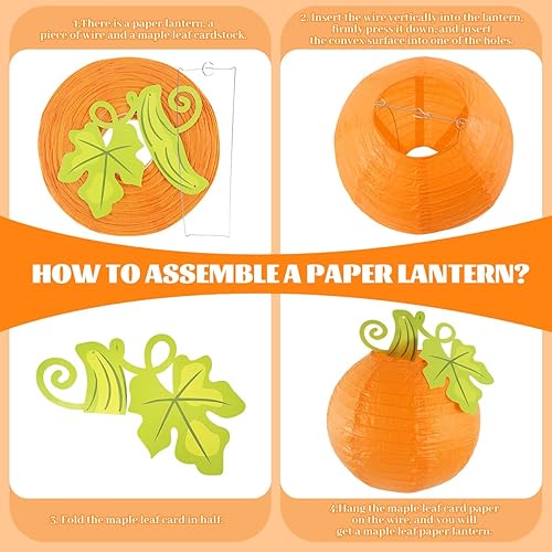 Miniatura 7 de Decoraciones de fiesta de Acción de Gracias, pancarta de agradecimiento, faroles de papel, calabazas de panal, abanicos de papel de bellota de