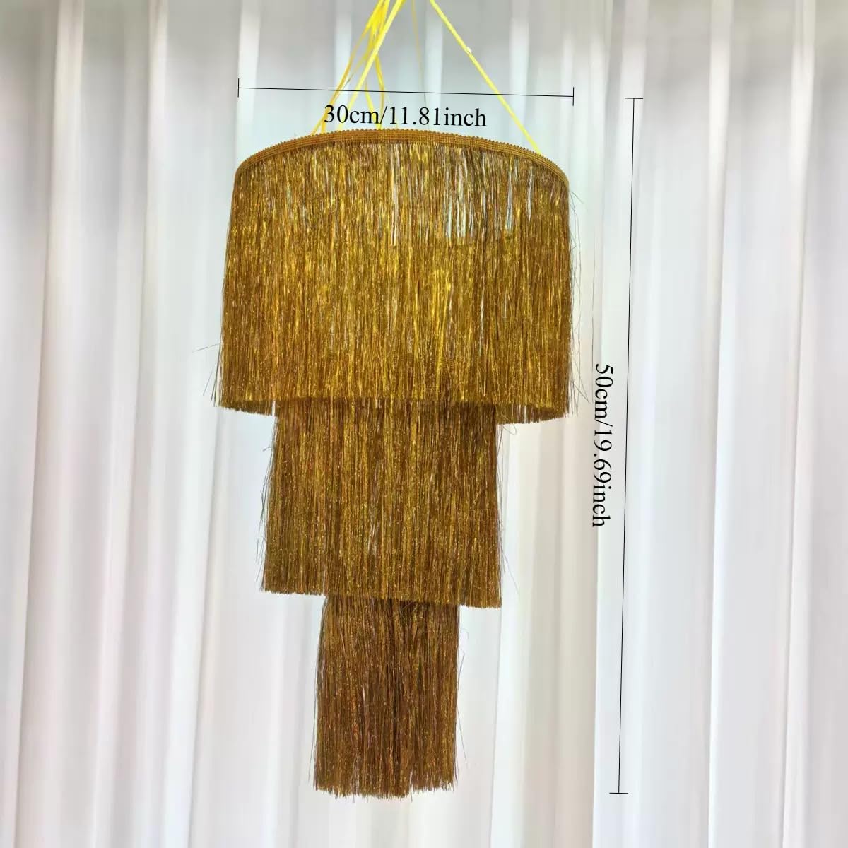 Fringe Tinsel Chandelier Iridescent Foil Party Disco Ball Decor Chandelier Decoration Metallic Foil Shimmering Bachelorette Party Decor Photo Booth Supplies Metallic Gold Silver-Colored (Silvery)