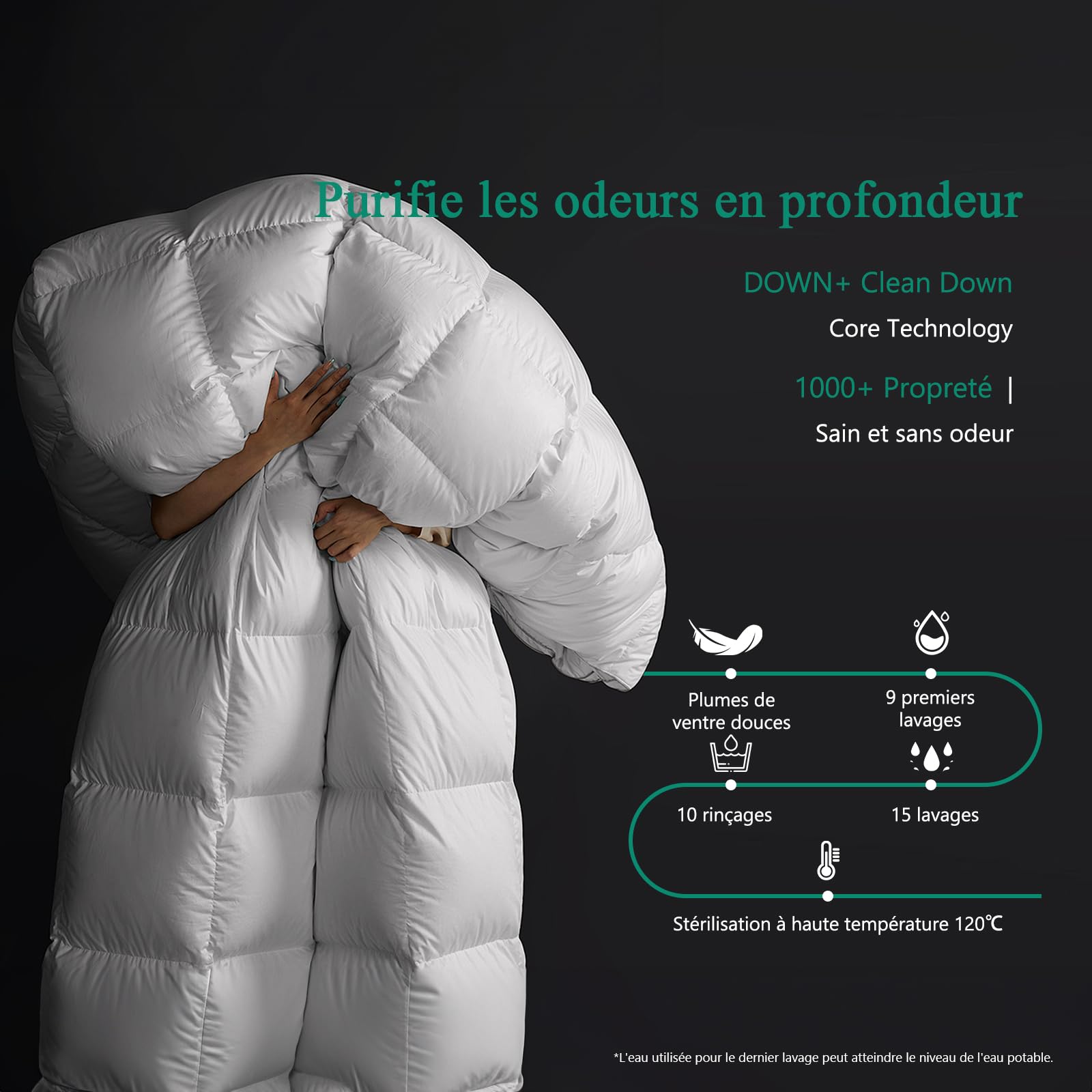 APSMILE Couette 220x240 4 Saisons Duvet Plume et d'oie, 100% Coton Égyptien, Couettes Gonflante 2 Personne, Edredon Naturelles Certifiée RDS, Blanc 220x240 cm