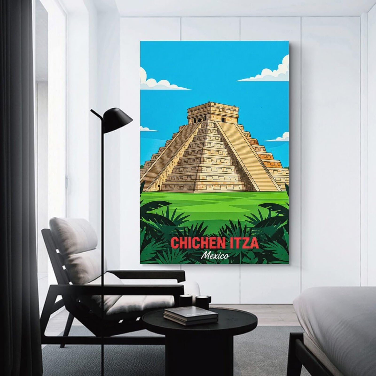 Junmoney Chichen Itza Pyramid in Mexico(2) Hanging Wall Art, 24x36inch(60x90cm), for Lounge, Bedroom Or Personal Spaces, Gift Idea for Housewarming And Birthdays