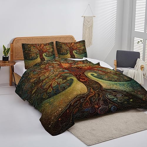 Miniatura 4 de Patrones de edredón personalizados del árbol de la vida, edredón del árbol de la vida, edredón tamaño King, árbol de la vida, edredón de 3 piezas