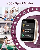 Vista 11 de RUIMEN Relojes inteligentes para mujeres y hombres (responder/hacer llamadas) compatibles con teléfonos iPhone/Android, pantalla HD de 1.85 Blanco