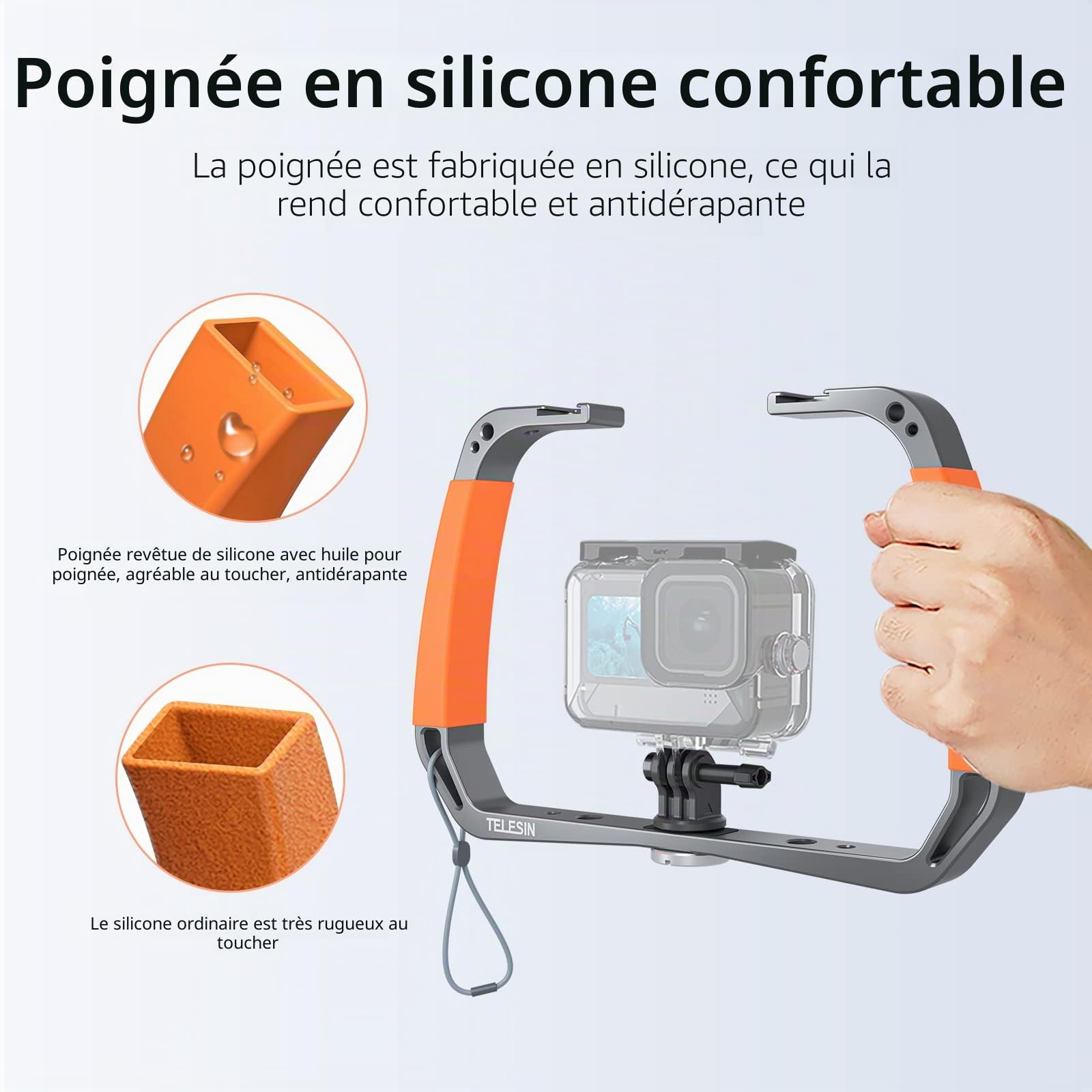 Support de Plateau à Double Bras en Alliage d'aluminium pour stabilisateur de Plate-Forme de plongée pour GoPro Hero 11 10 9 8 7 6 Insta360 One DJI Action 2 caméra
