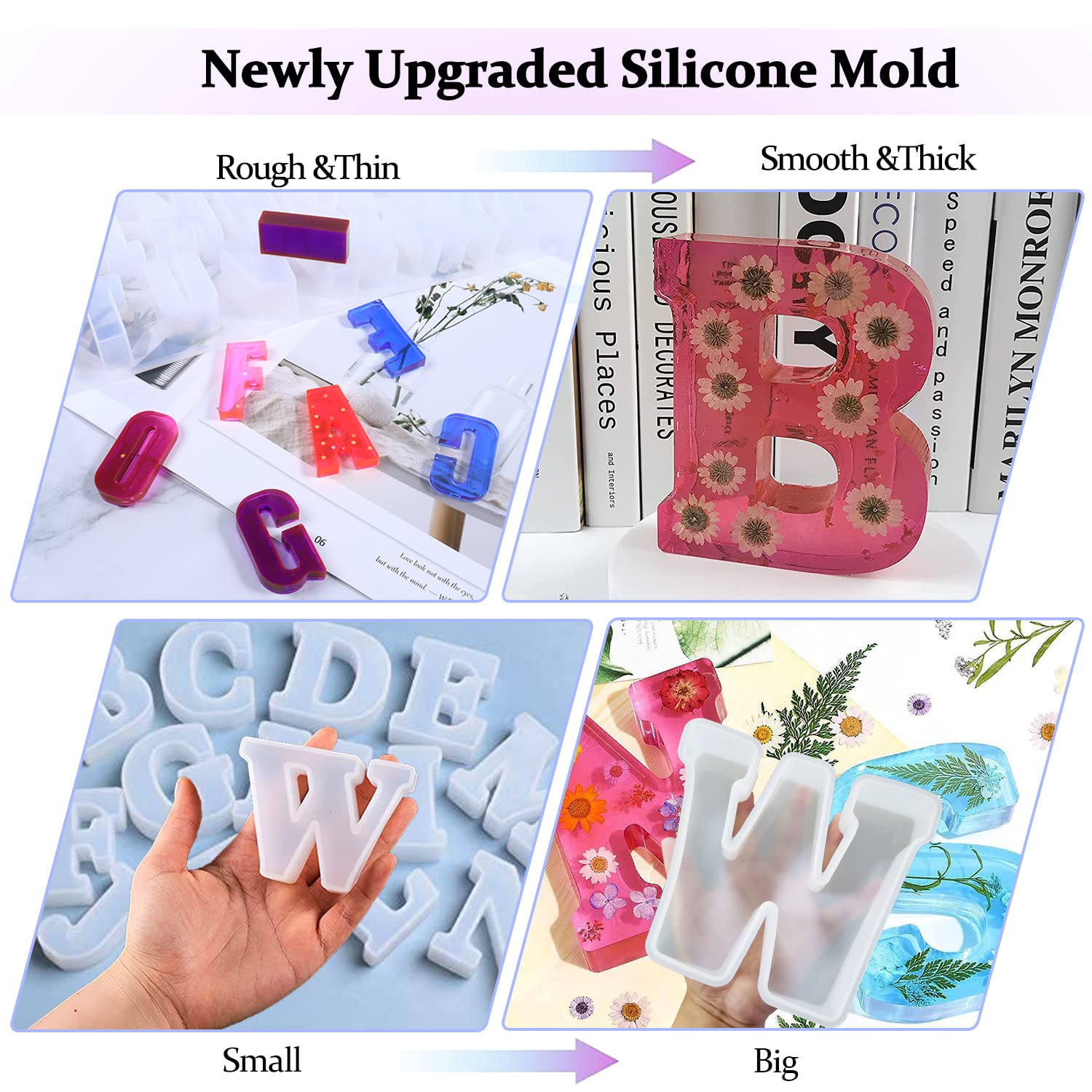 Moule En Résine, Grande Lettre J 3D En Silicone Pour Moulage De