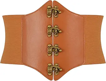 SANSTHS Wide Corset Belt for Women Lace-up Renaissance Corset Hight Waist Elastic Belt for Halloween Costume Parties