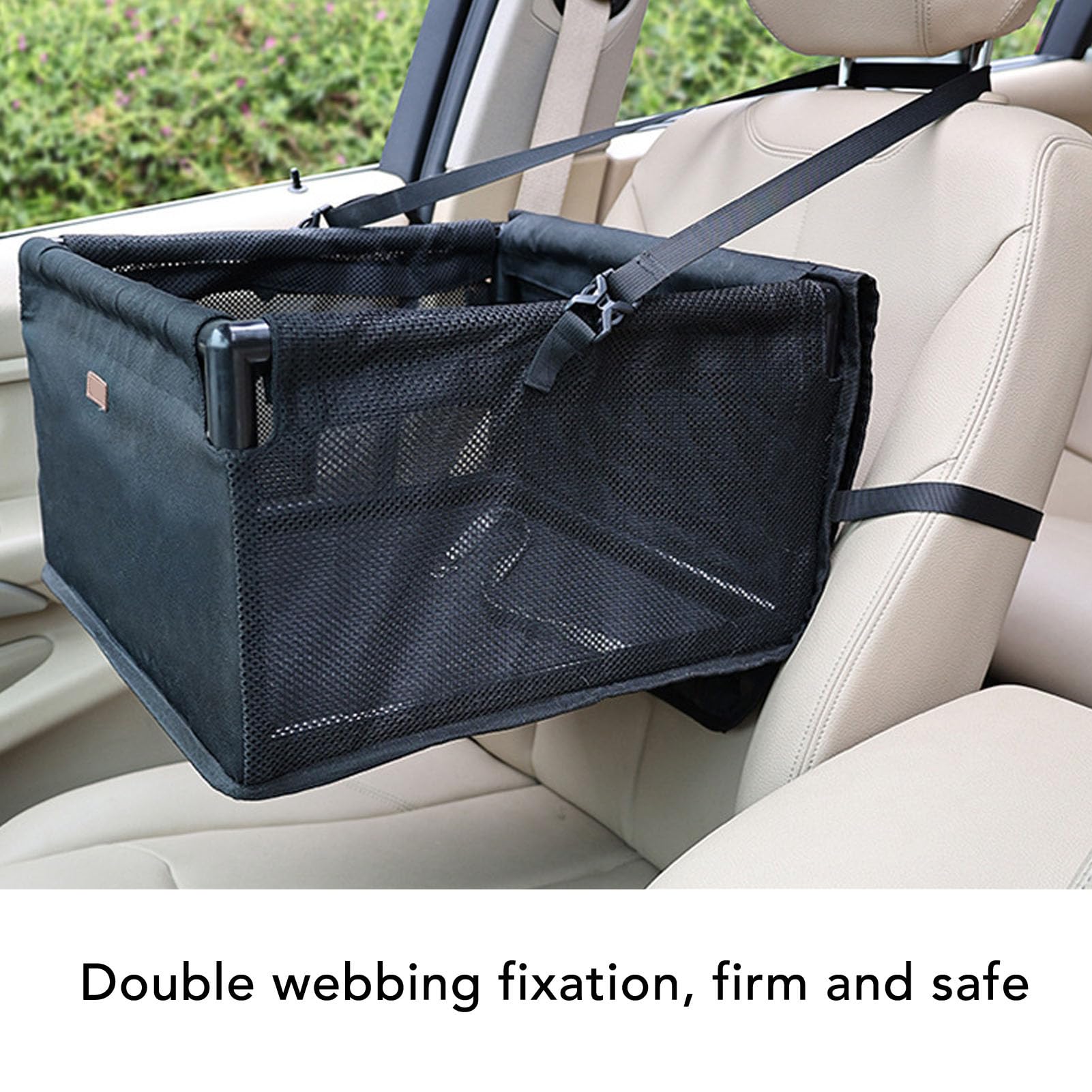Coche para Perros, Malla Transpirable, Desmontable, Lavable, Multifuncional, Asiento Elevador para Perros con Cinturón de Seguridad para Pequeños, Medianos, Gatos, Cama de Viaje Portátil,