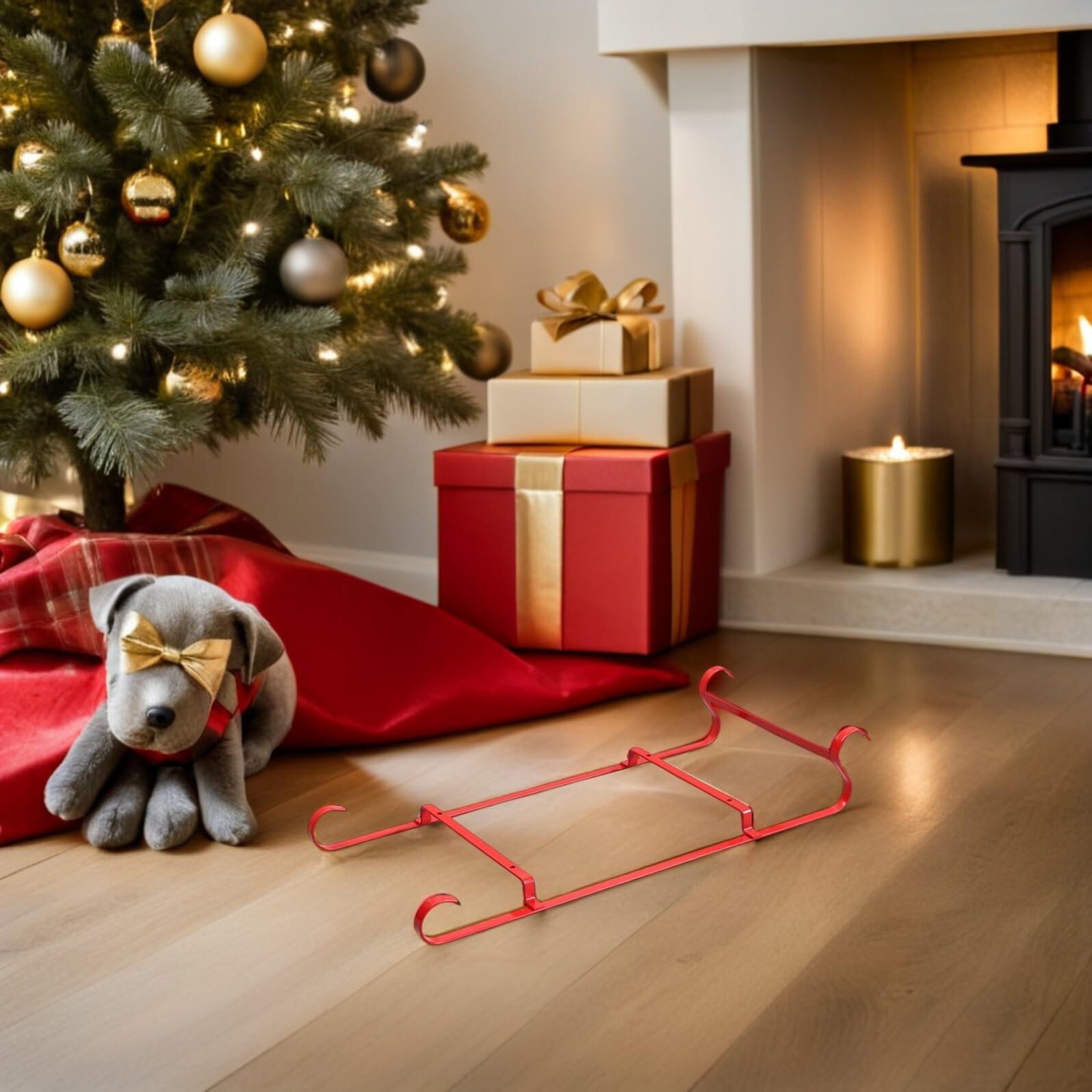 NUOBESTY Dekorativer Schlitten aus Eisen Snackplattenständer für Weihnachtsschlitten Kleiner Weihnachtsmannschlittenhalter Schlitten-bonboniere-schale-ständer Weihnachtsschlitten-ornament