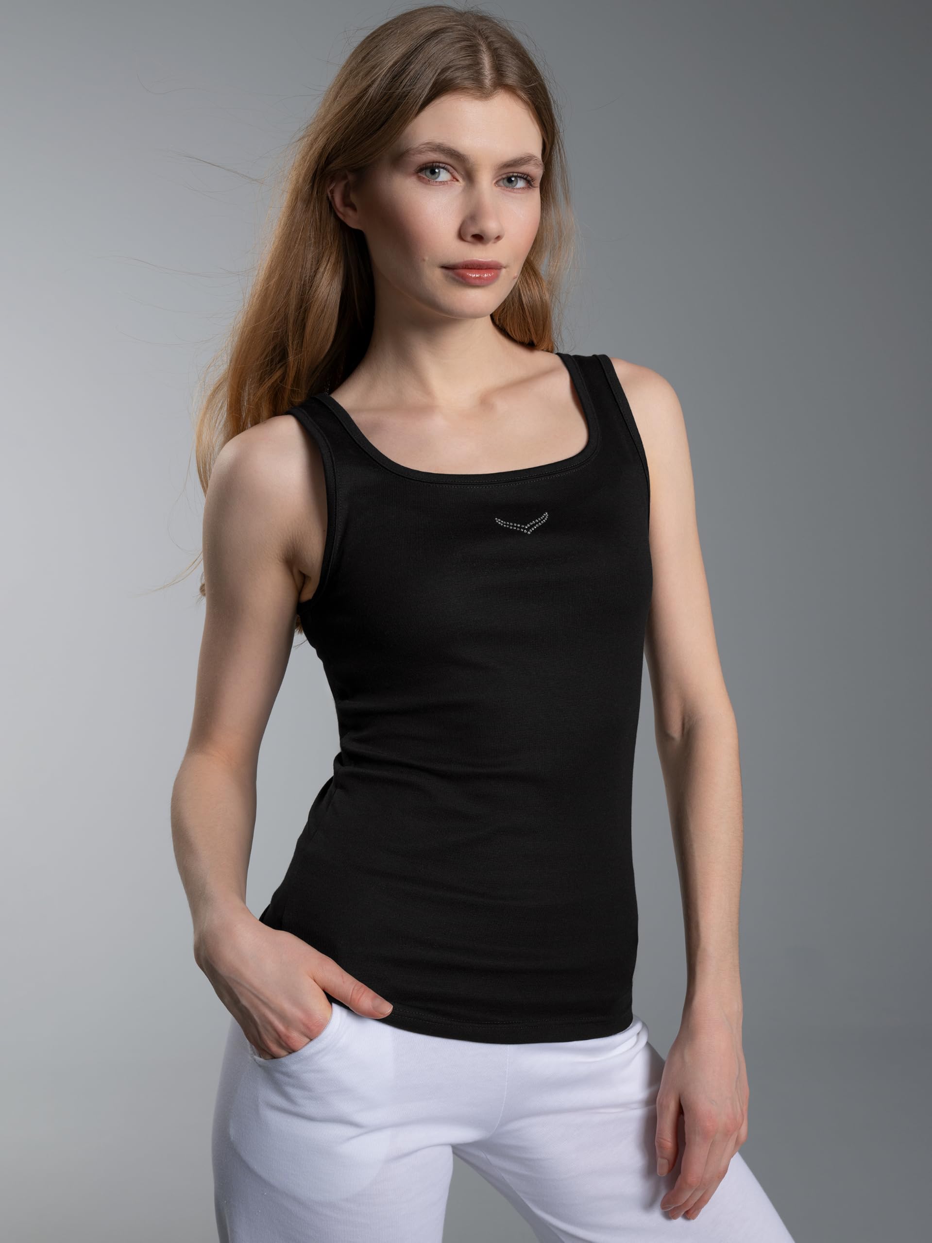 TRIGEMA Trägershirt mit Kristallsteinen