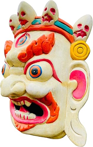 Miniatura 2 de Himalayan Craft Escultura de pared Bhairab Máscara de madera para colgar en la pared Shiva Mahakala Kaal Bhairab Máscara de budismo para decoración