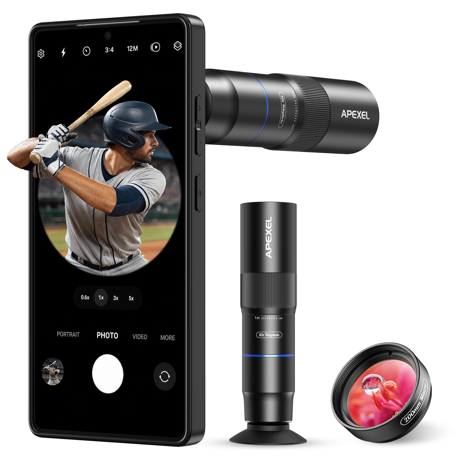 APEXEL 10X Tele-Macro Pro Dual Lens 2-in-1, Portable Clip-On Telephoto Macro Lens for Samsung Galaxy 25 Ultra-image-21