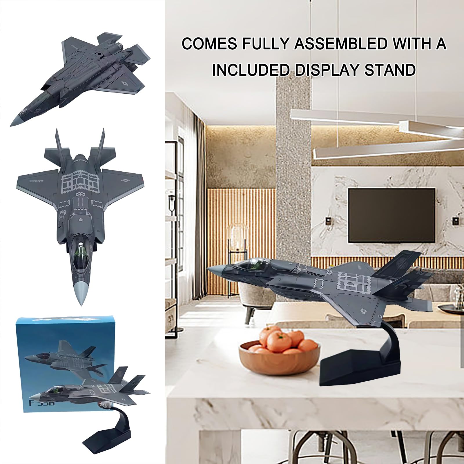 1:72 F-35B Modello visualizzazione statica caccia decollo verticale in metallo pressofuso preassemblato con supporto, dettaglio elevato for collezionisti appassionati aviazione Regalo