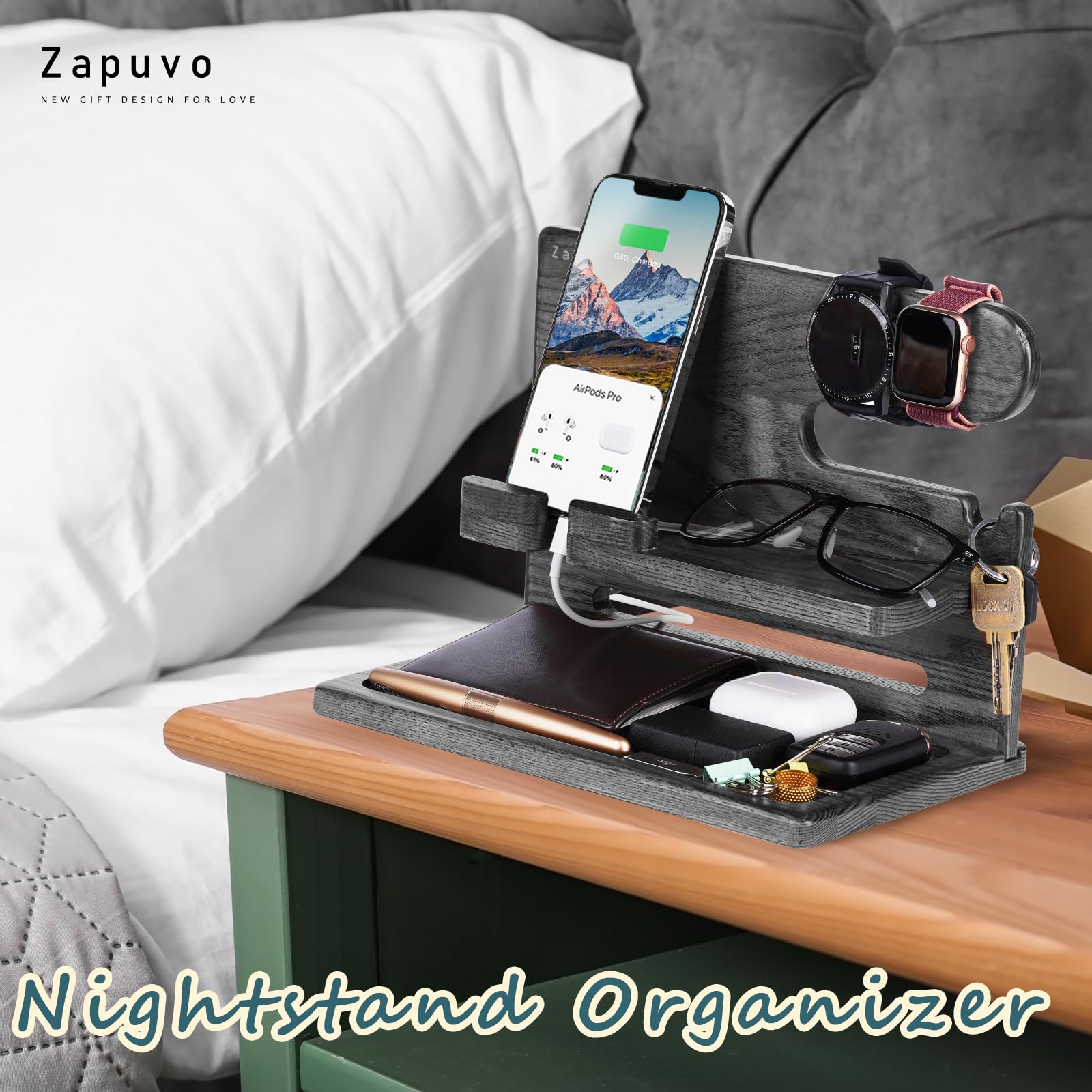 Organizador Madeira Para Telefone - Presente Masculino Pai Marido