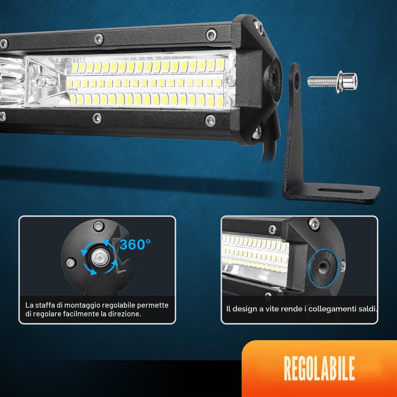 RIGIDON 61cm 24 pollici 216W Barra LED Fuoristrada, Barra Luce Led 12V 24V, Fari di Profondità Combinata Faretto Fendinebbia Faro da Lavoro Led per Auto Camion Trattore 4x4 SUV ATV UTV Veicoli