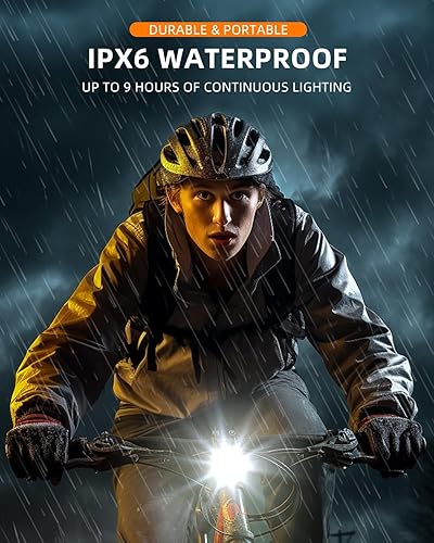 Miniatura 3 de ROCKBROS Luz de bicicleta compatible con bicicleta fuera de montaje frontal recargable para bicicleta faros delanteros para conducción nocturna