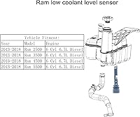 Vista 3 de Sensor de nivel de refrigerante del motor, sensor de nivel de tanque de depósito de refrigerante compatible con Ram 2013-2018 2500 3500 4500 5500