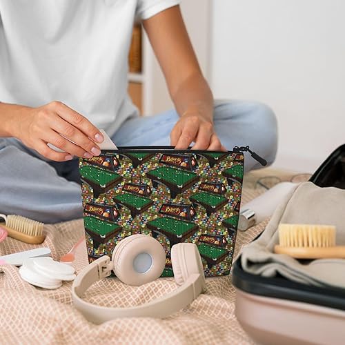 Miniatura 7 de Bolsa de billar colorida bolsa de maquillaje de cáñamo falso, bolsas de viaje, bolsa de aseo con cremallera de 9.45 x 6.7 pulgadas, Style 7, Tamaño