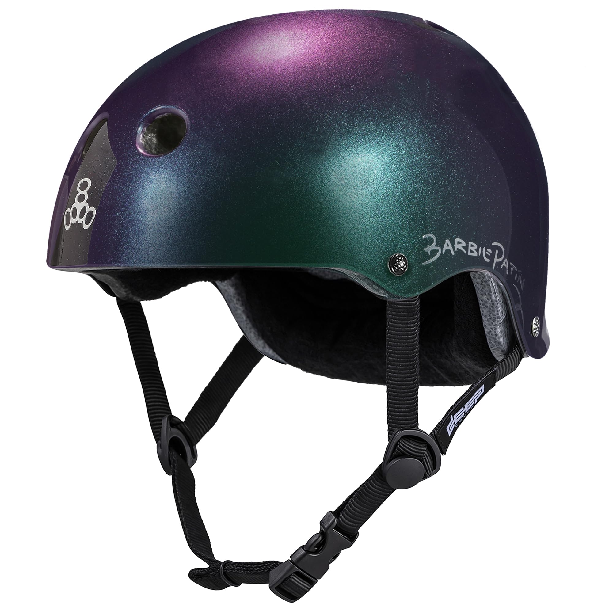 Triple Eight Deep Cover Helmet – Ideal for Skateboarding, Cycling, BMX, and Roller Skating - Small/Medium - Barbie Patin