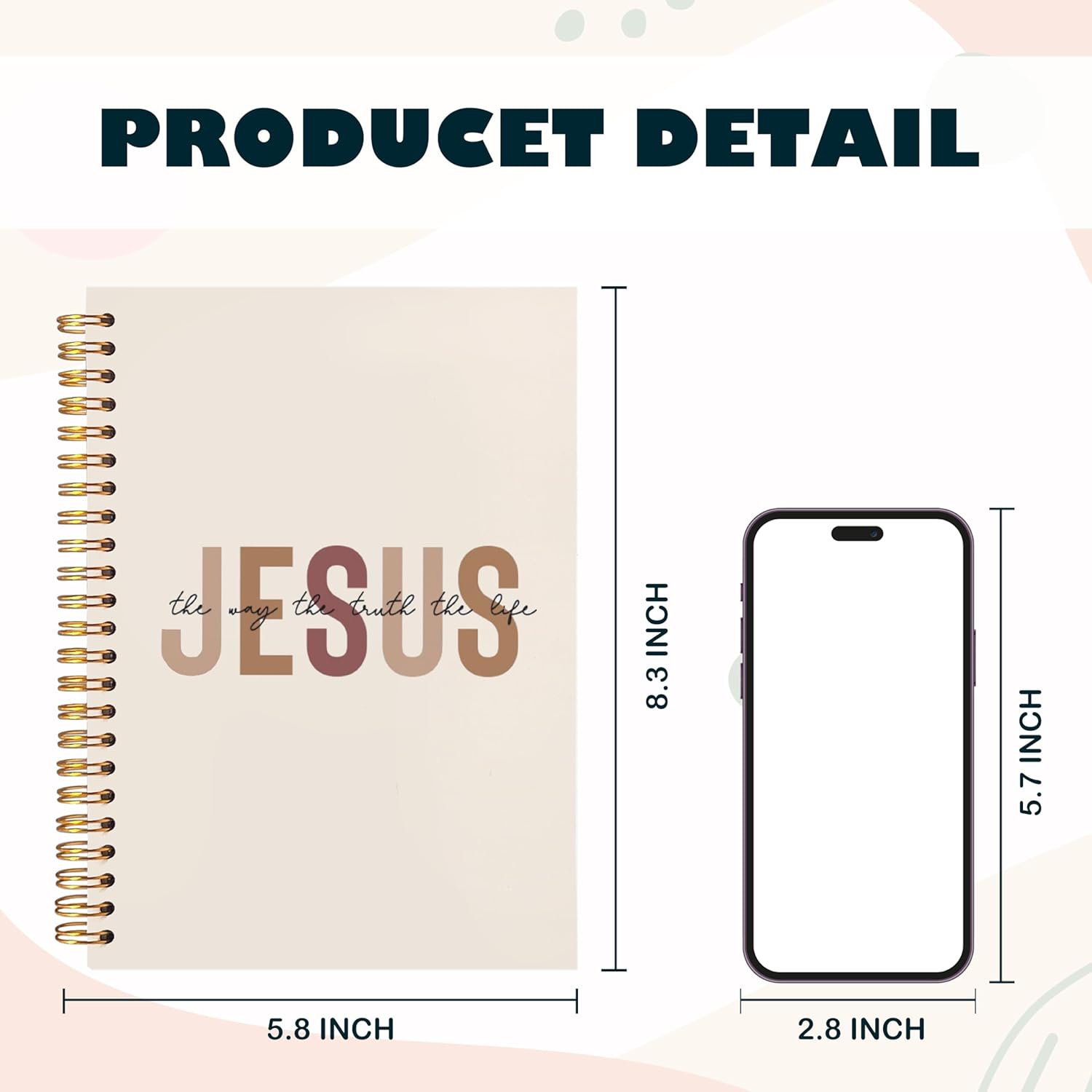 BearCake Boho Christian Notebook Journal, Christian Gifts for Women, Bible Notebooks for Note Taking, Bible Journaling Notebook, Jesus the Way the Truth the Life Hardcover Spiral Notebook 5.5x8.3 - Image 6