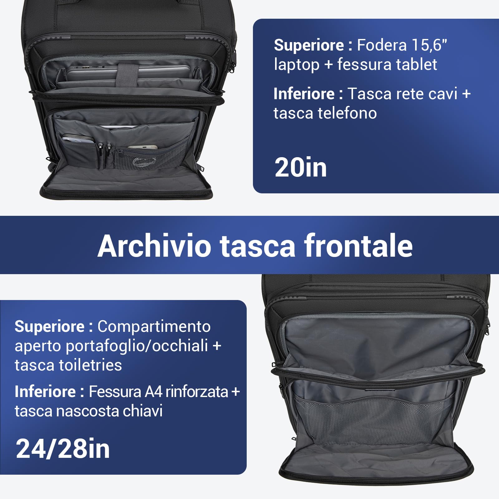 British Traveller Valigia Grande Rigida 79.5cm con Capacità Estendibile e 4 Ruote Rotanti TSA, Nero