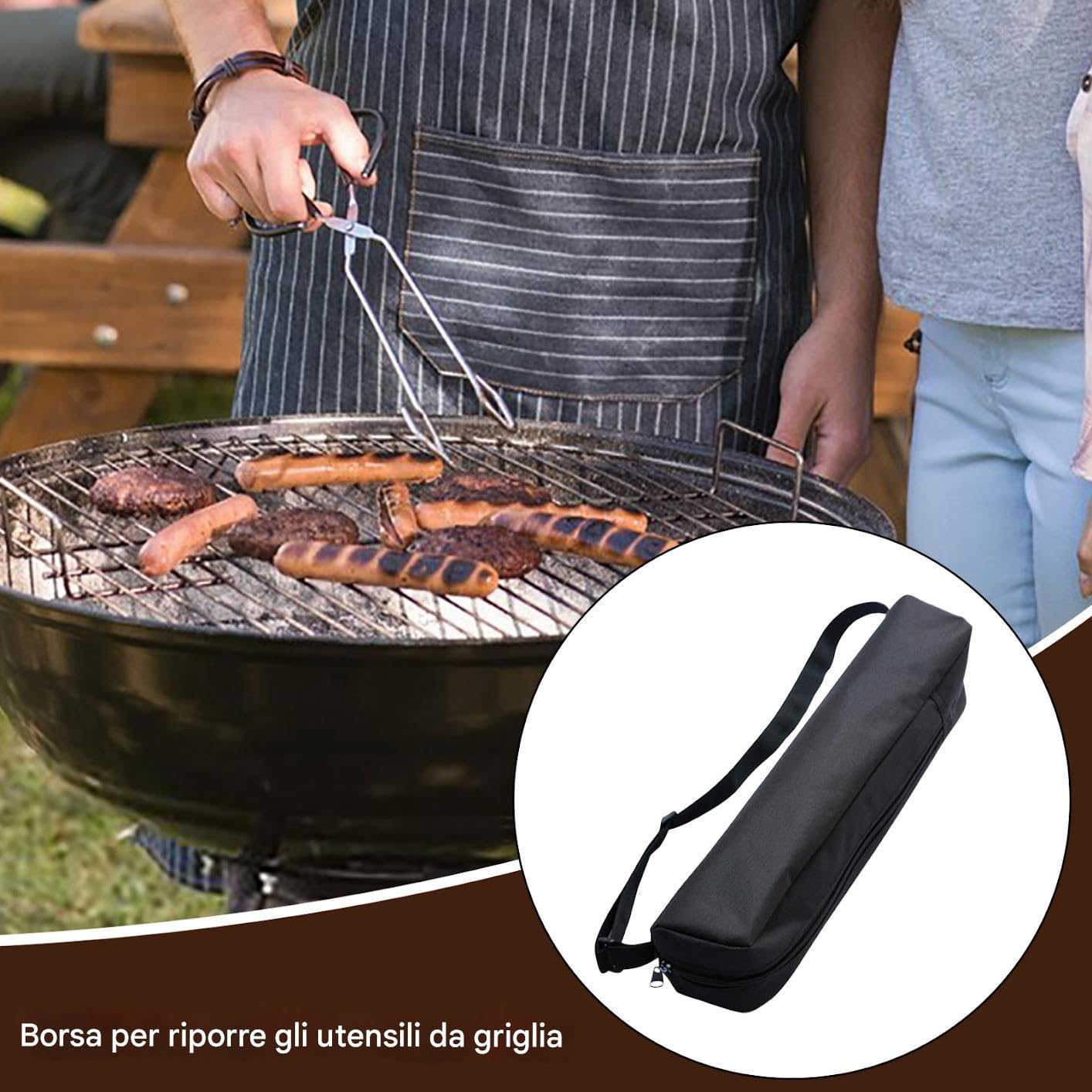 Generico Organizer Per Utensili Barbecue,Sacca Portatile Per Pentolame Da Viaggio - Portaoggetti Portatile per Grigliate Escursioni Cucina Picnic Eventi Avventure Outdoor