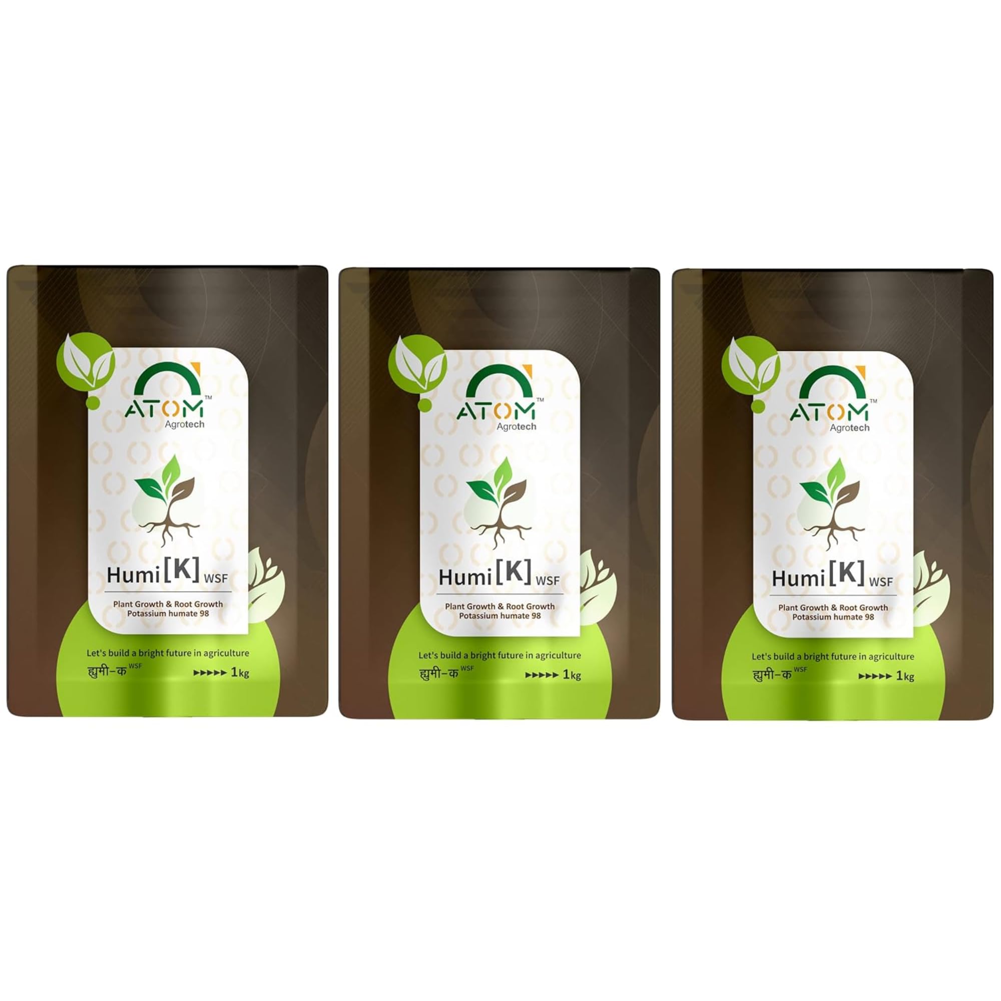 ATOM AGROTECH Humic Acid (98%) for Plants | Organic Plant Fertilizer & Growth Booster | Soil Conditioner for Healthy Roots & Better Yield | Water-Soluble Humate for All Plants (3 Kg) pack of 1