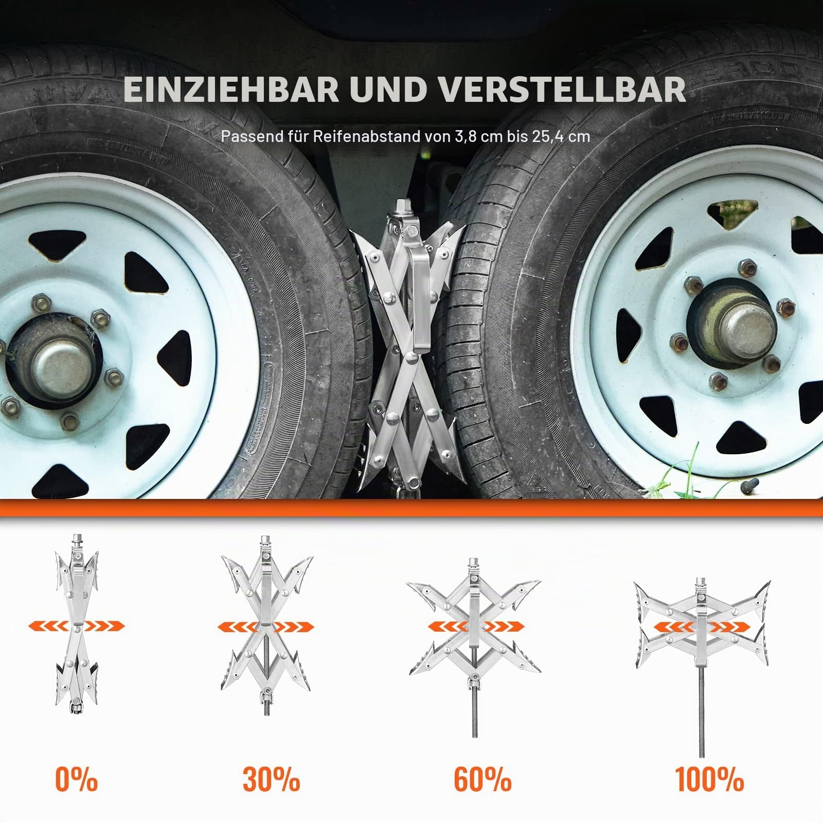 VEVOR Unterlegkeil für Wohnmobile, X-förmiger Unterlegkeil zur Stabilisierung von Wohnmobilen, für Reifenbreiten von 3,8 bis 25,4 cm, 2 Stk. Unterlegkeile mit Ratschenschlüssel und Aufbewahrungstasche