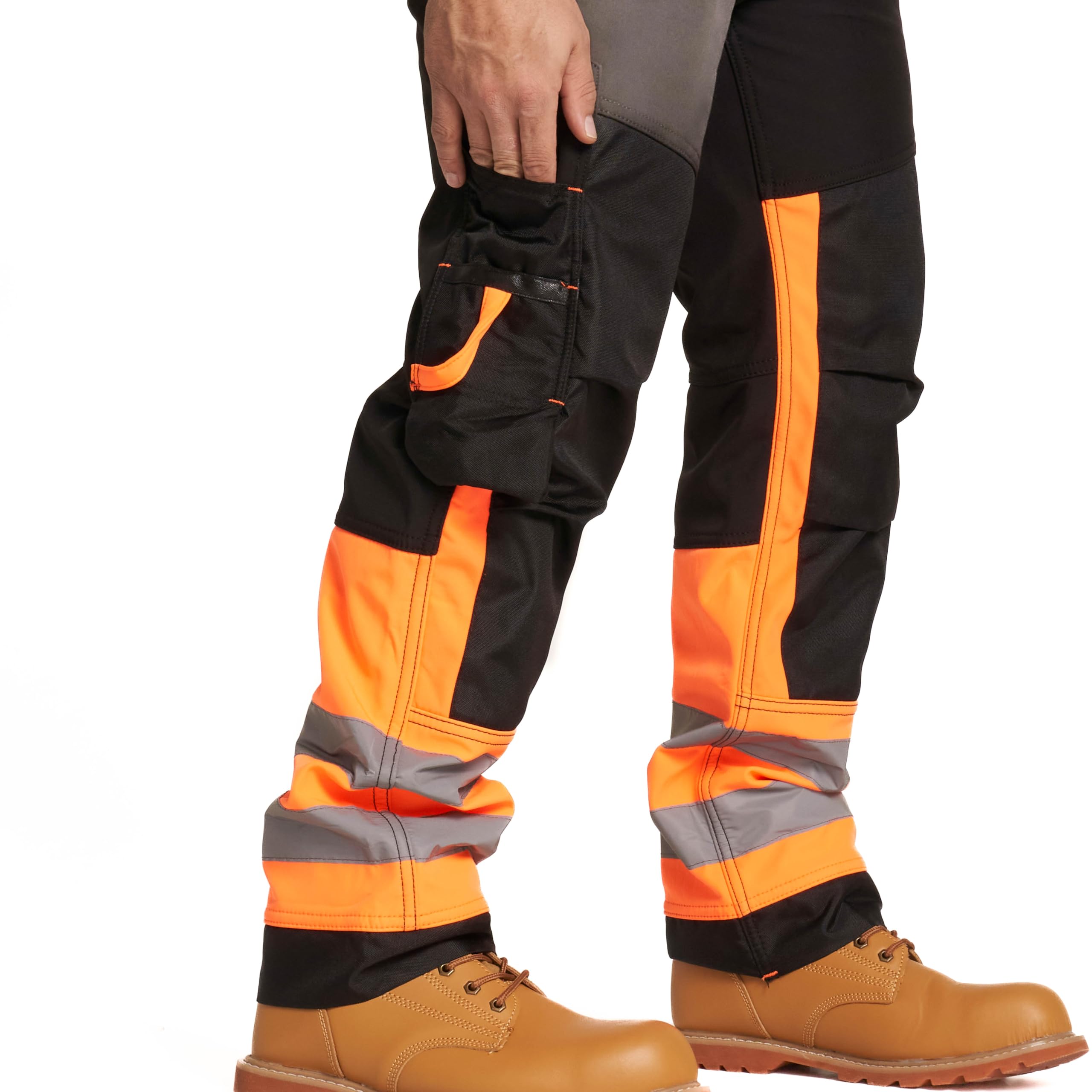 Hi Vis - Pantaloni da lavoro da uomo Softshell ad alta visibilità, riflettenti, resistenti all'acqua, resistenti alla pioggia, antivento, sicurezza sul posto, abbigliamento da lavoro,