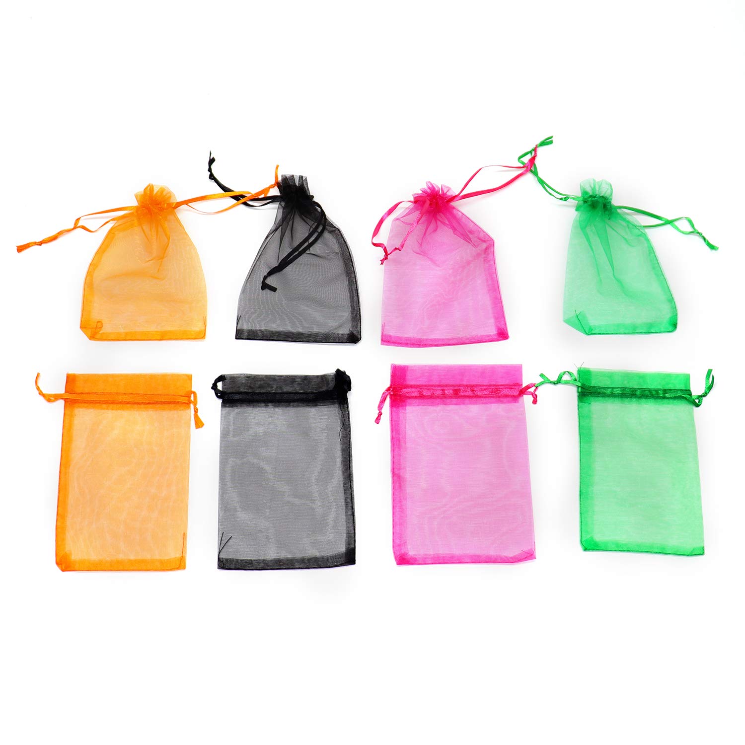10 Pcs Organza Drawstring Bags 3x4 Inches - Assorted Colors, Jewelry Gift Pouches For Weddings & Parties