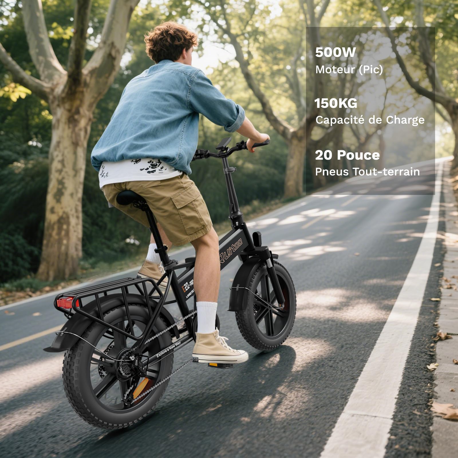E20 Pro Vélo Électrique – Pliable, Batterie 48 V 13 Ah, Autonomie de 45 à 80 km, Pneus Larges 20"×4.0", Étanchéité IPX5, Écran LCD — Idéal pour la Ville et Le Tout-Terrain