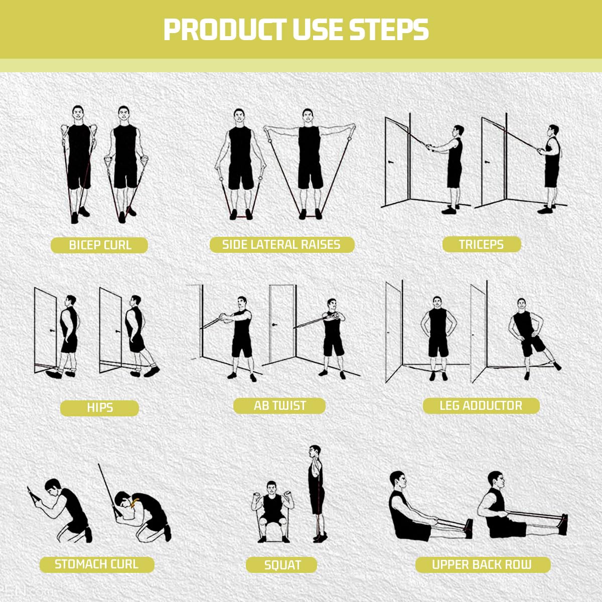 VEICK Bandes de résistance, bandes d'exercice, bandes de résistance pour entraînement avec poignées pour homme et femme, bandes d'exercice pour fitness poids entraînement à la maison