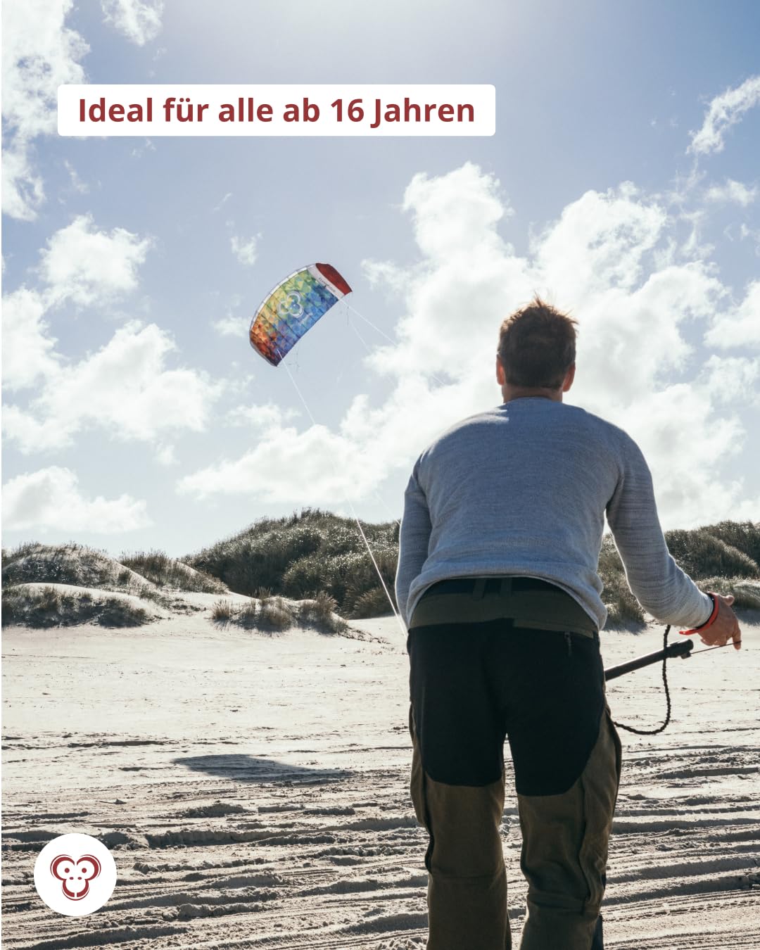 Skymonkey Windtrainer, Trainer-Kite / 4-Leiner Lenkmatte inkl. Trainerbar, Ready 2 Fly, mit 230 cm oder 330 cm Spannweite