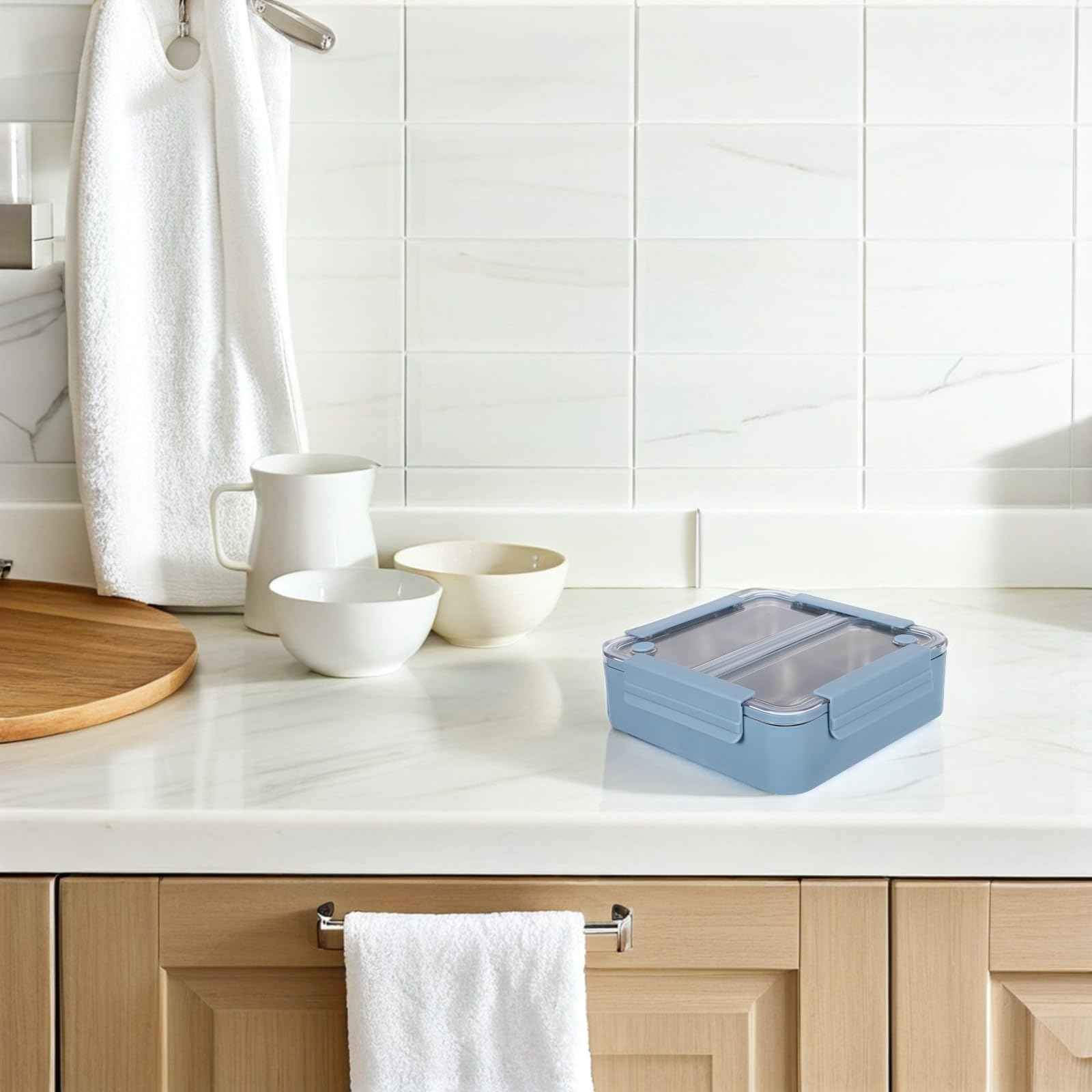 Zerodeko Contenitore per Pranzo in Acciaio Inossidabile 1100ml con 2 Scomparti e Struttura a Strati, Sigillatura Sicura Anti-perdite per Pasti da Asporto e Ufficio