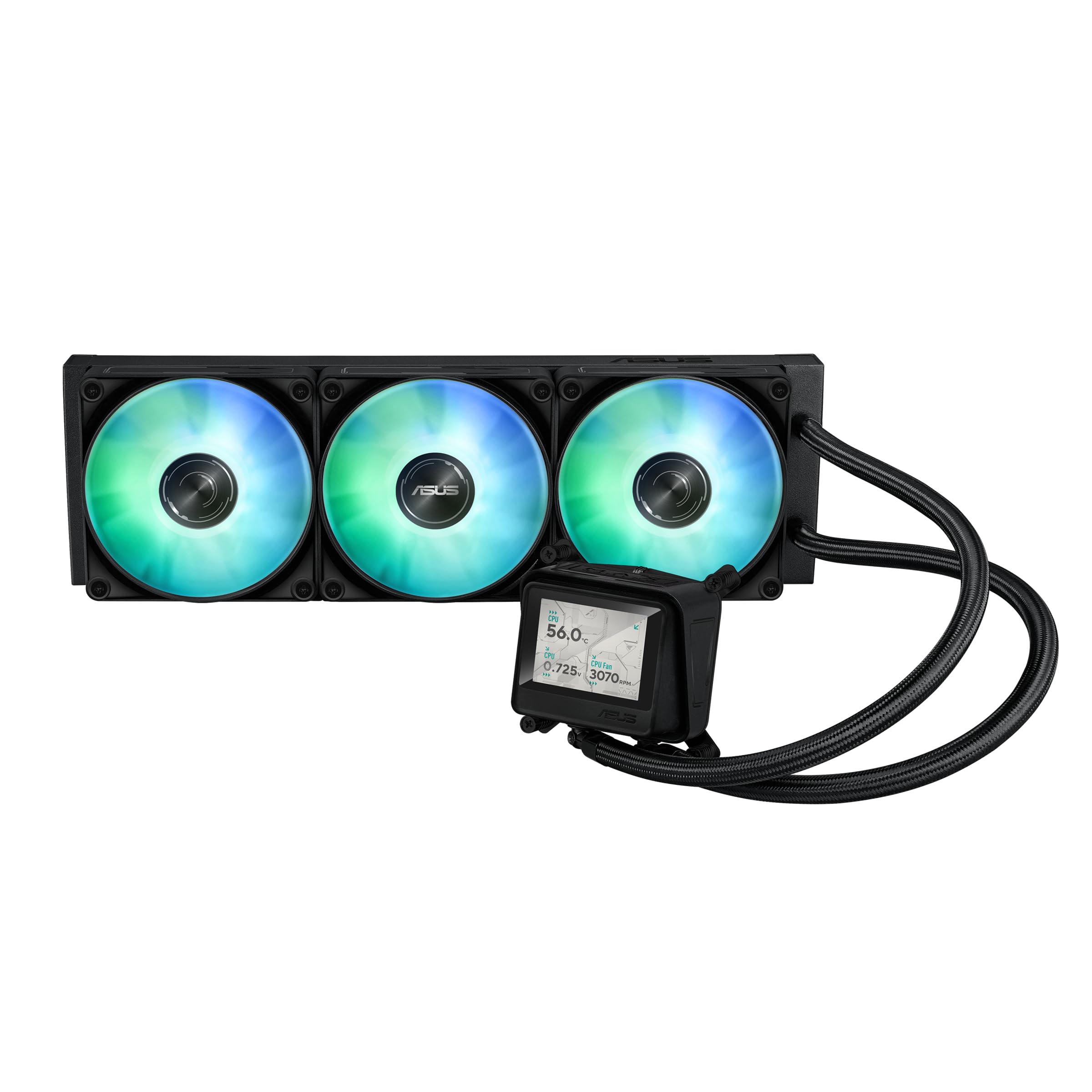 ASUS MAX Gaming LC 360 ARGB LCD All-in-one CPU Liquid Cooler con prestazioni di raffreddamento avanzate, schermo IPS vivido da 2,4 pollici, ventole ARGB preinstallate e illuminazione aura, garanzia 6