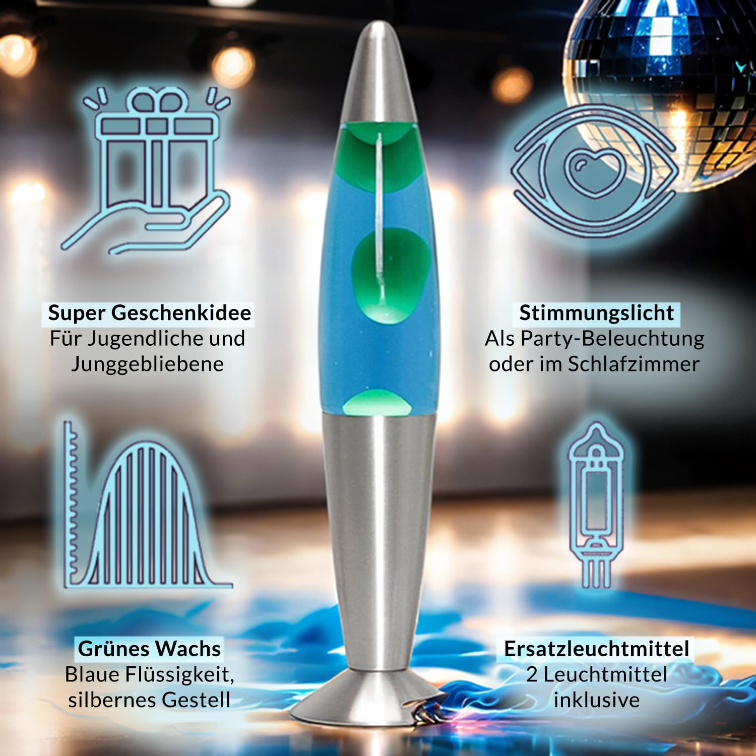 Lampada Lava Rosa Retrò - 36 Cm, Con Lampadina G9 25W, Per Tavolo, Atmosfera Relax - Foto 4