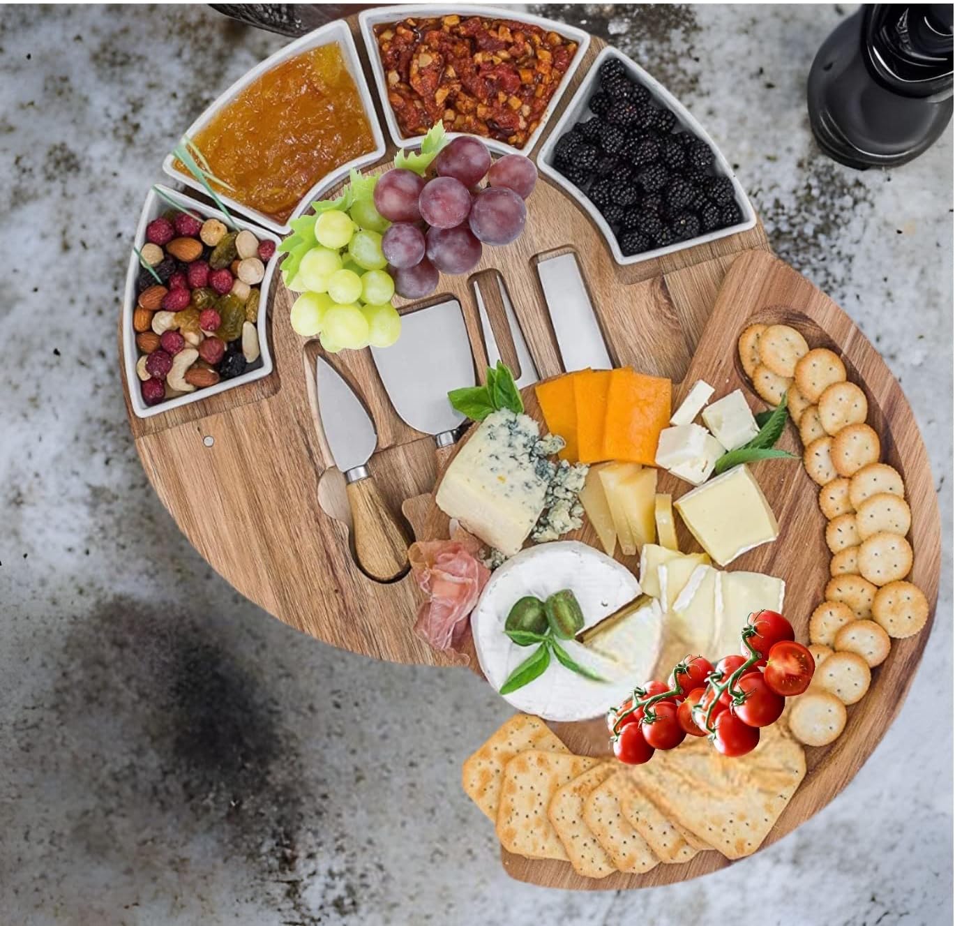 Board Set Round, Wood Cheese Board - Cheese Board and Knife Set ...