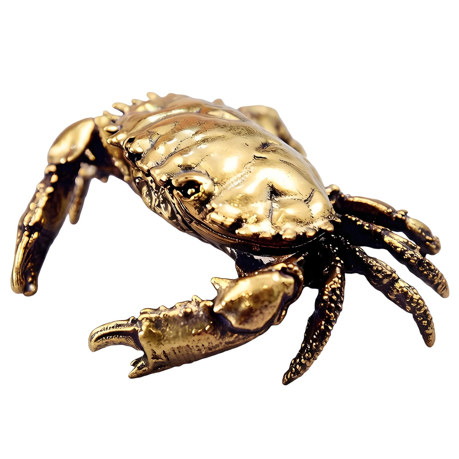 Msioytog Handcrafted Brass Crabs Figurine with Openable Shell Miniature Trinket Box for Desktop Display and Tea Table Decors Miniature Crabs Sculpture