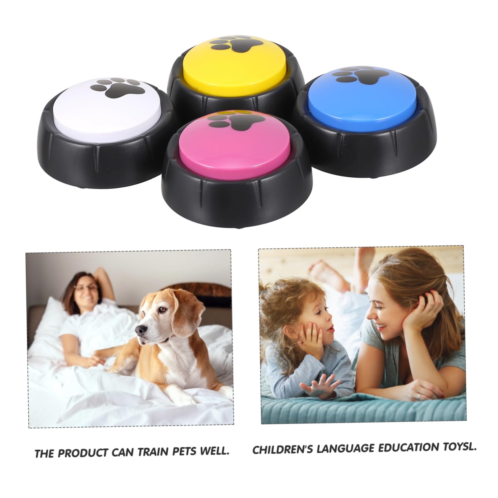 BESPORTBLE Pulsante Parlante per Cani Registrabile 4 Pezzi ABS