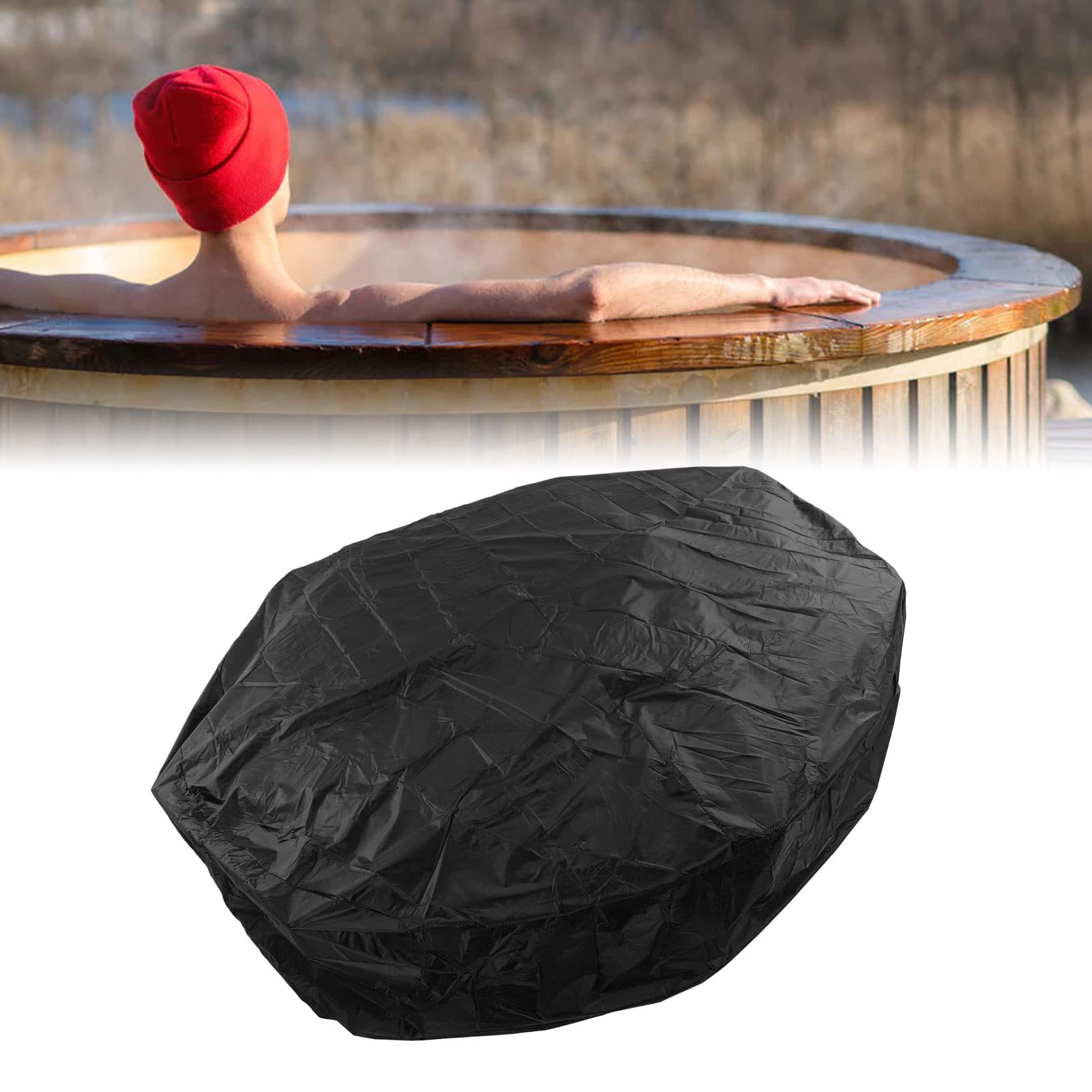 Copertura Rotonda per Vasca Idromassaggio, Impermeabile, Portatile, per Spa Gonfiabile da Esterno, Protezione Antipolvere in Taffetà, Nero