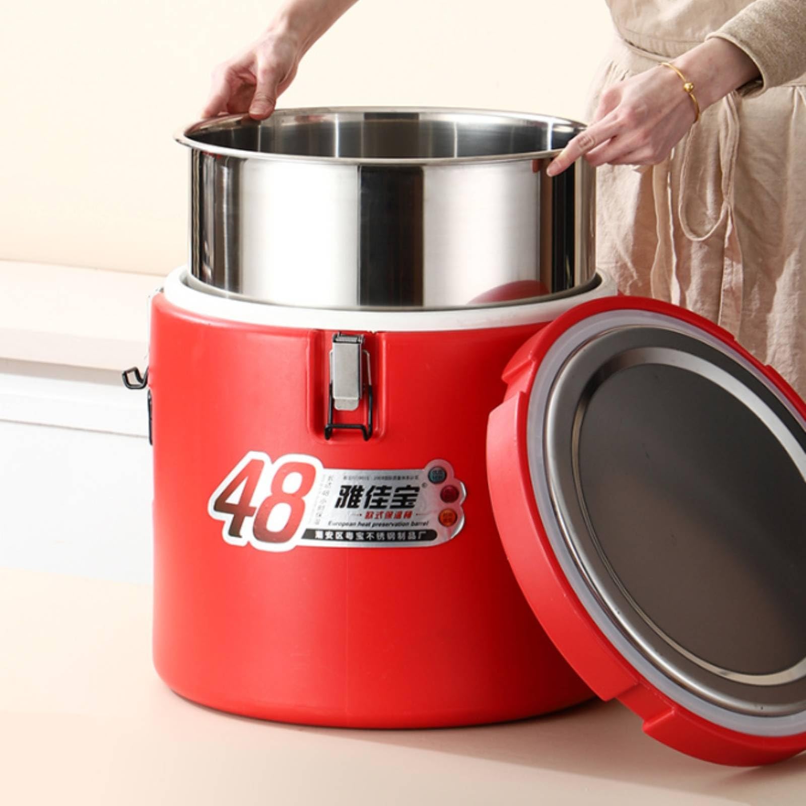 Gralara Recipiente Térmico Aislado Cubo Térmico Contenedor Isotérmico Depósito Conservador Interior Metálico Liso Antimanchas con Fácil Limpieza y Cierre, 15L