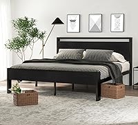 Vista 15 de SHA CERLIN Base de cama de plataforma metálica de tamaño completo de 14 pulgadas con cabecero y pie de cama de madera, base de colchón, no necesita