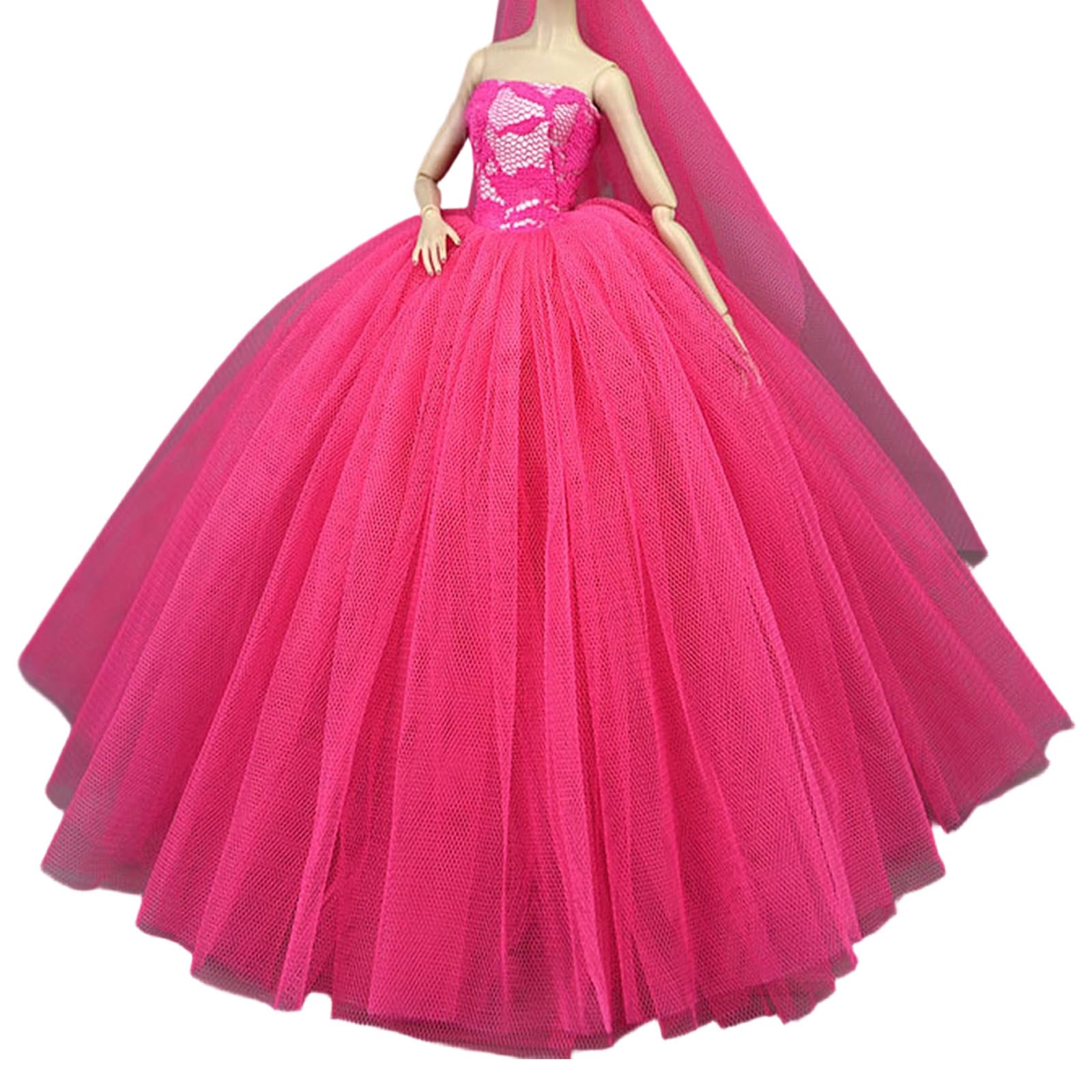 Beautiful Ball Gown for 6inch Dolls with, Rose red
