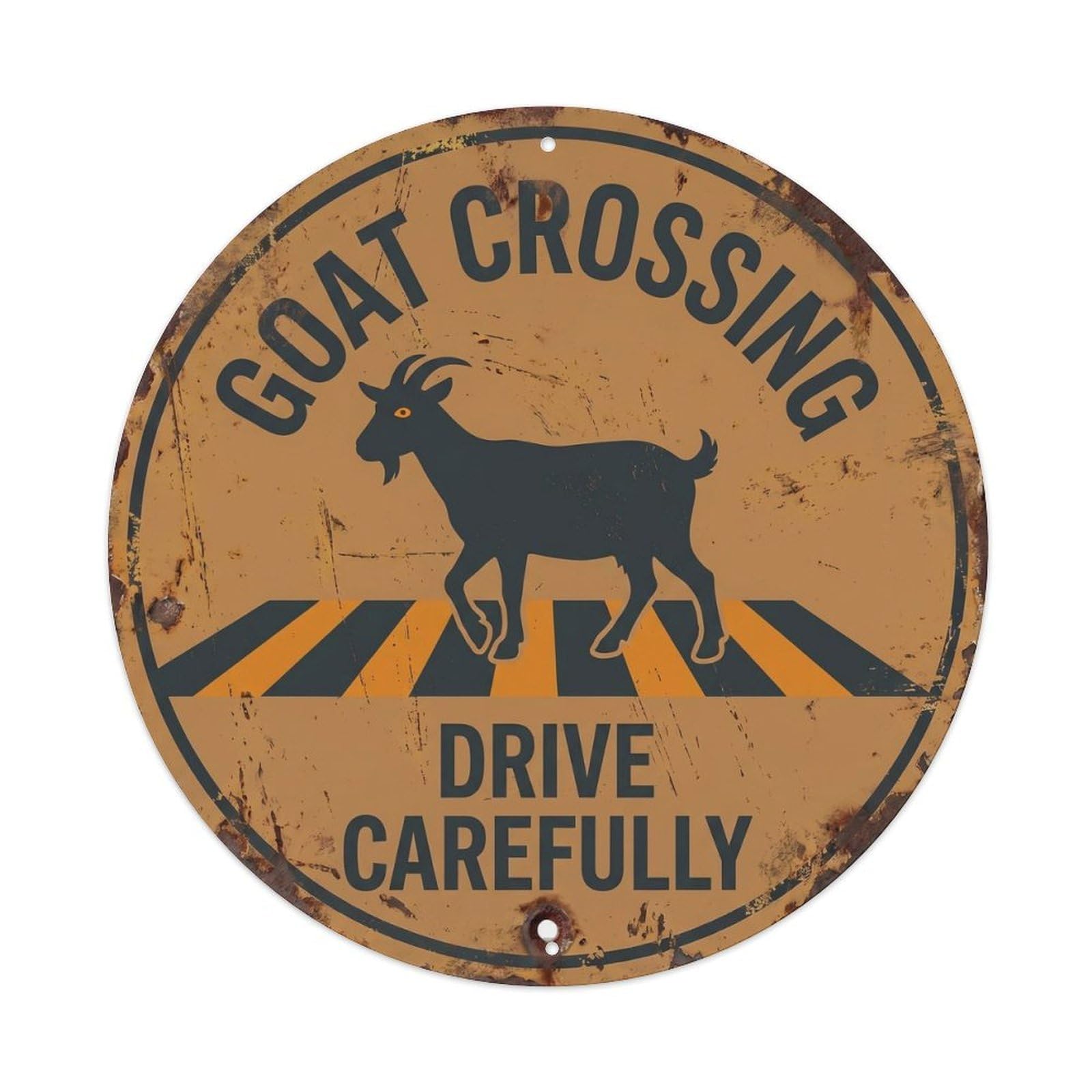 Cwbufd Vintage Style Goat Crossing Drive Carefully Vintage Metal Tin Sign Plaque Wall Decor For Cafe, Club Bar, Office, Garden Metal Poster 8X8inch