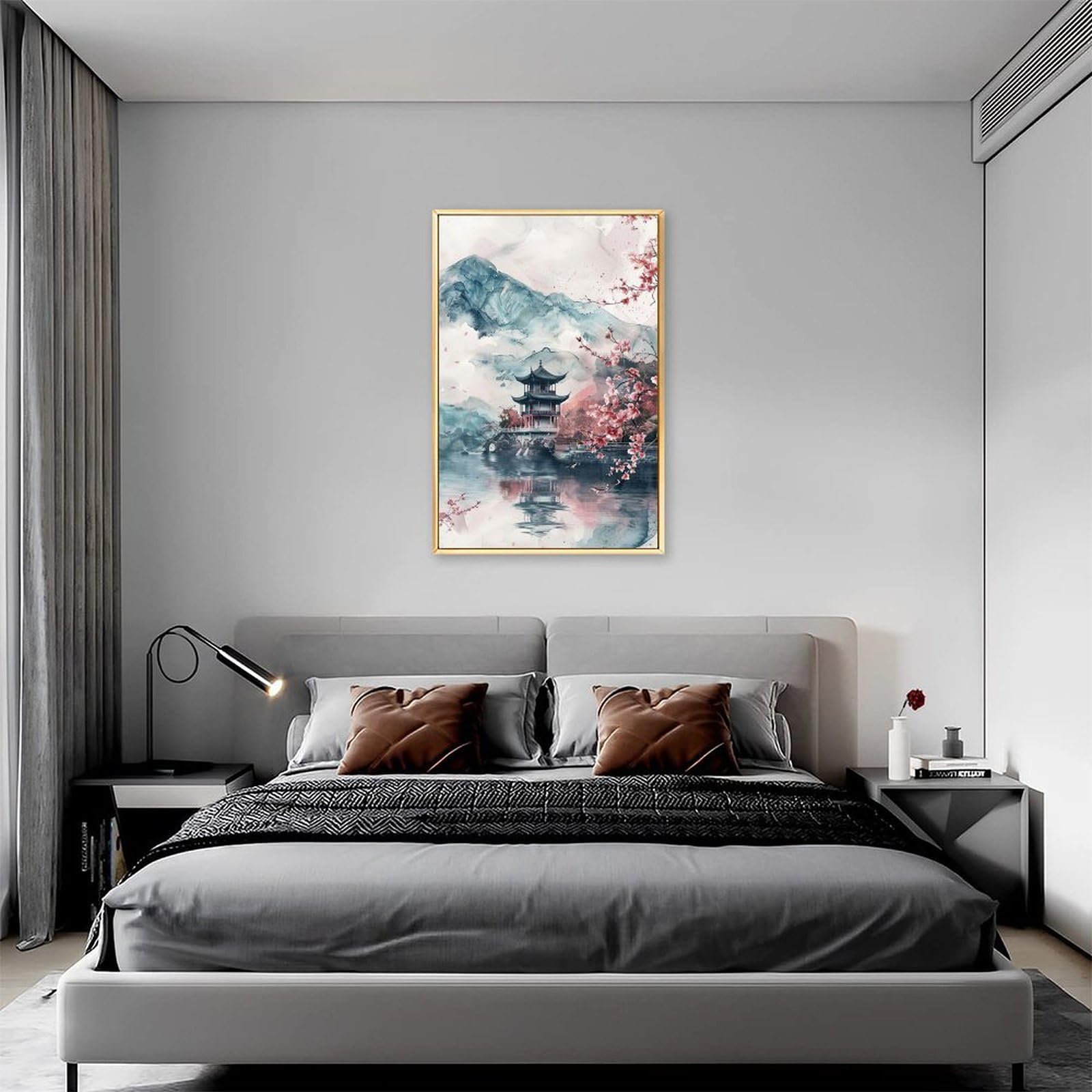 Amazon.co.jp: 絵画 中国の塔の水彩画インテリア 絵画 美しい中国風の